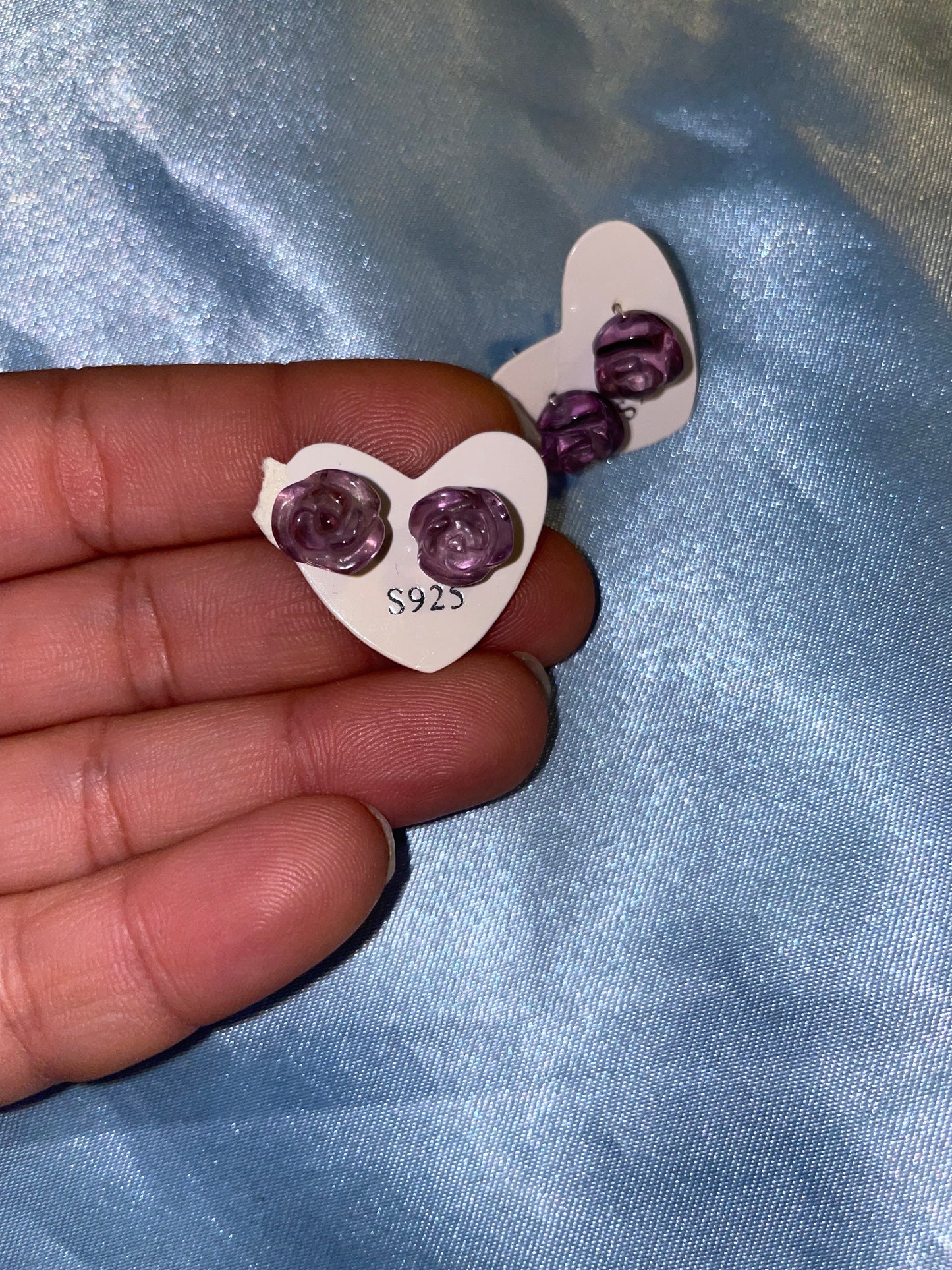 Amethyst rose 925 silver earings