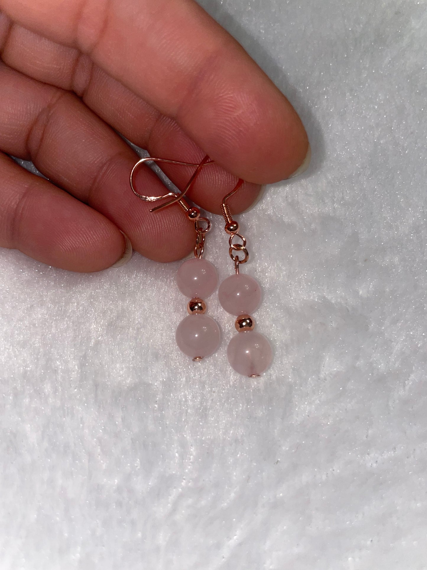 Rose quartz & 18k rose gold plated earrings