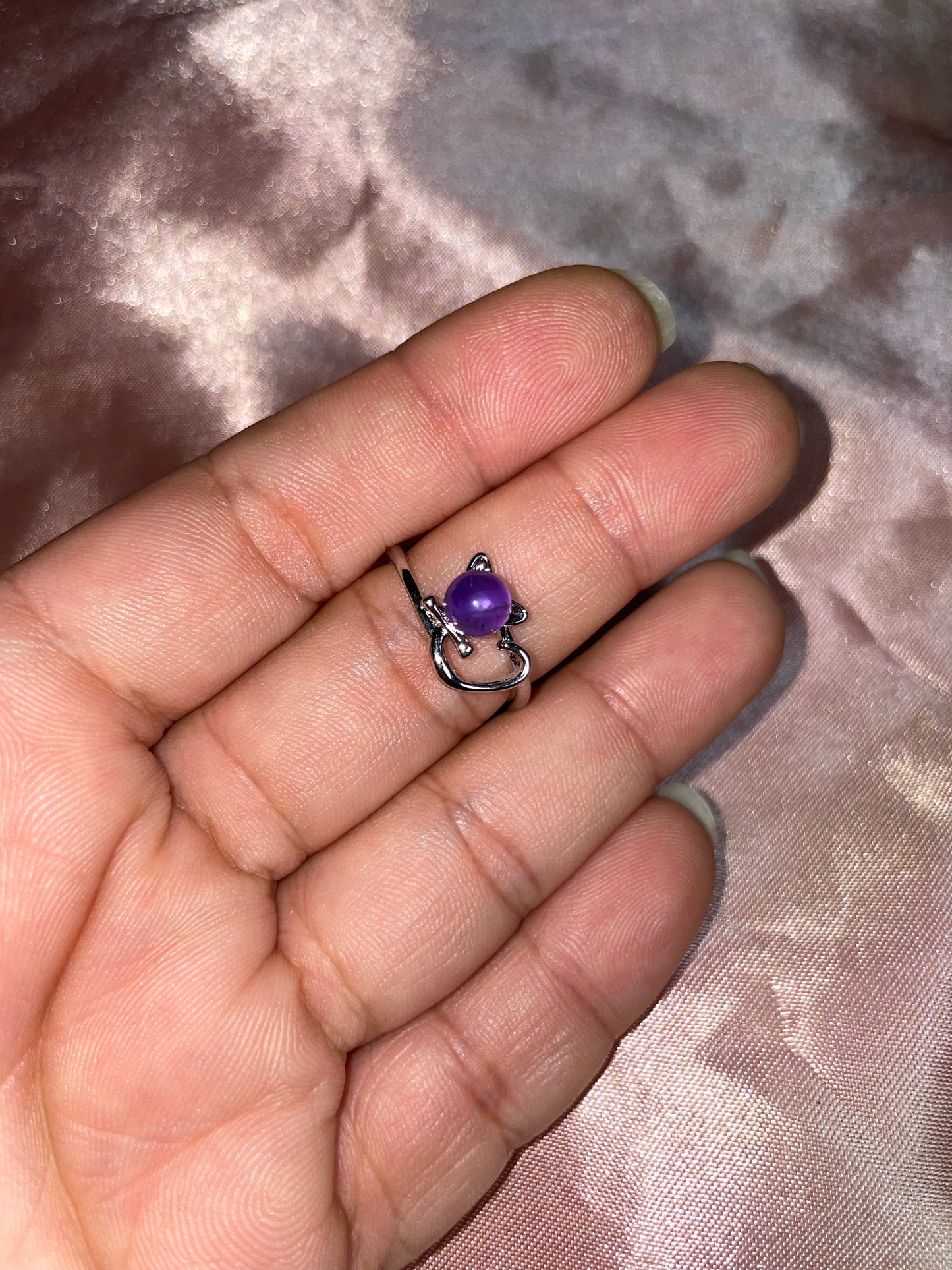 Amethyst kitty ring