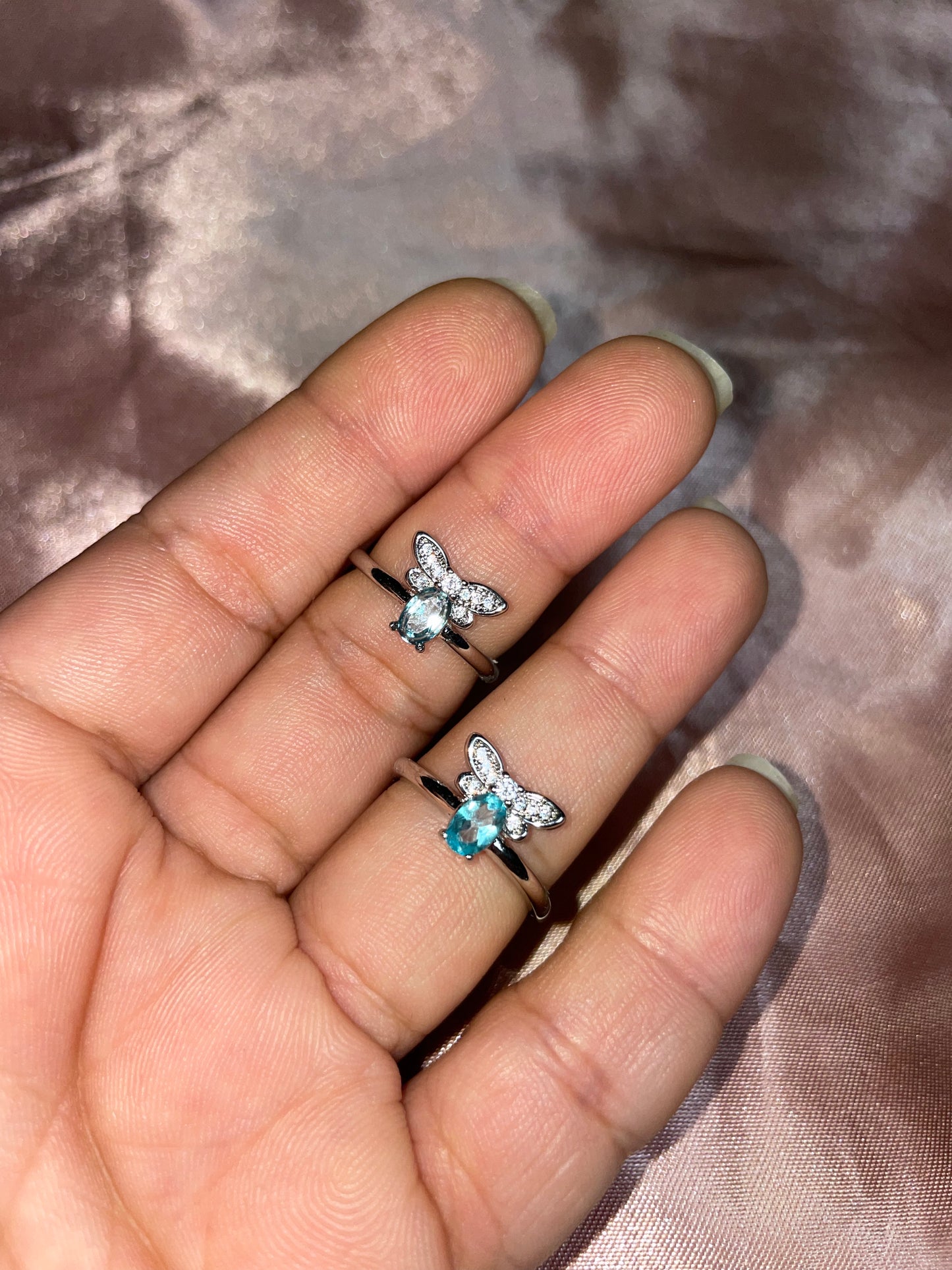 Blue topaz firefly ring