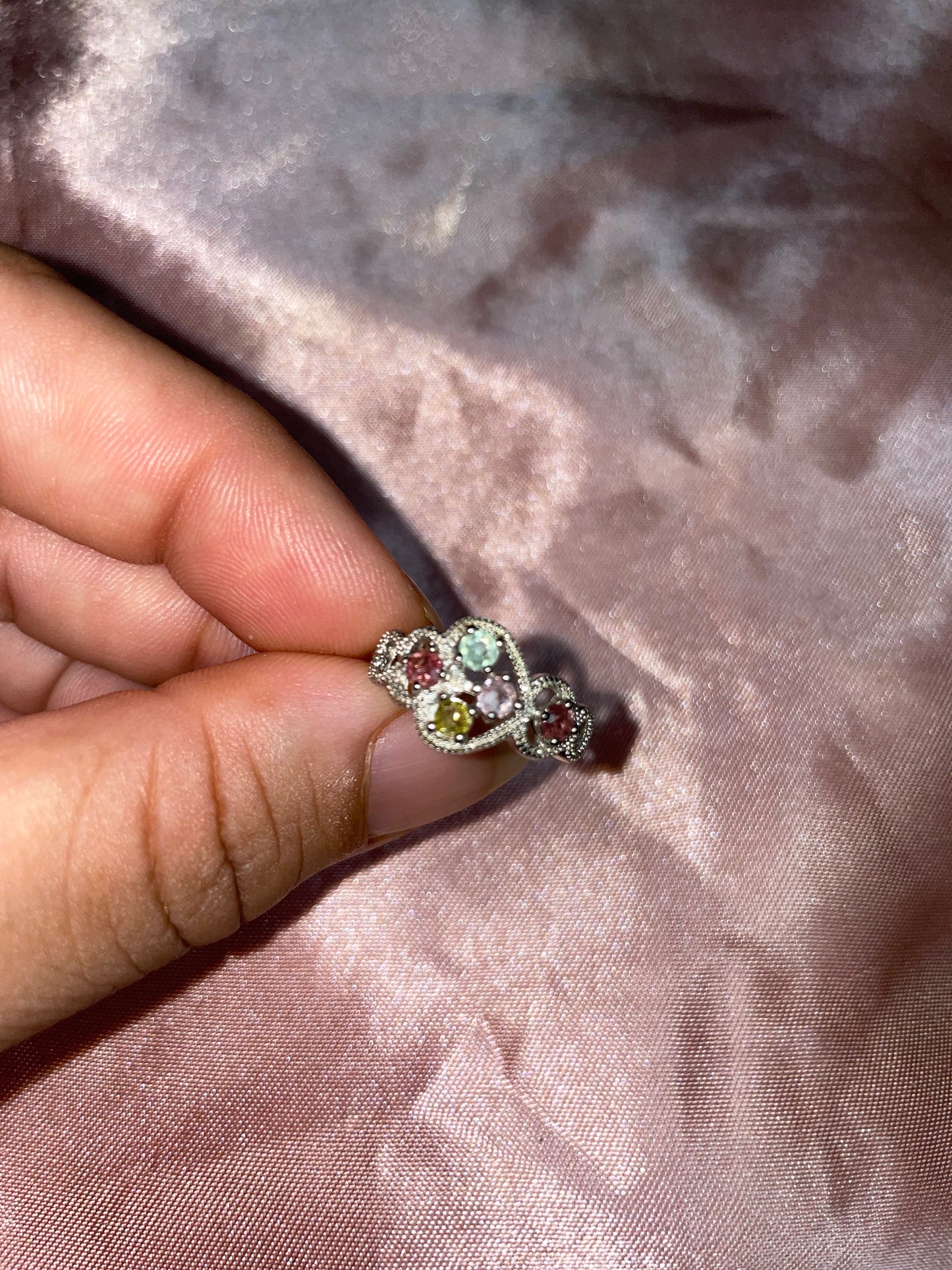 Rainbow tourmaline ring