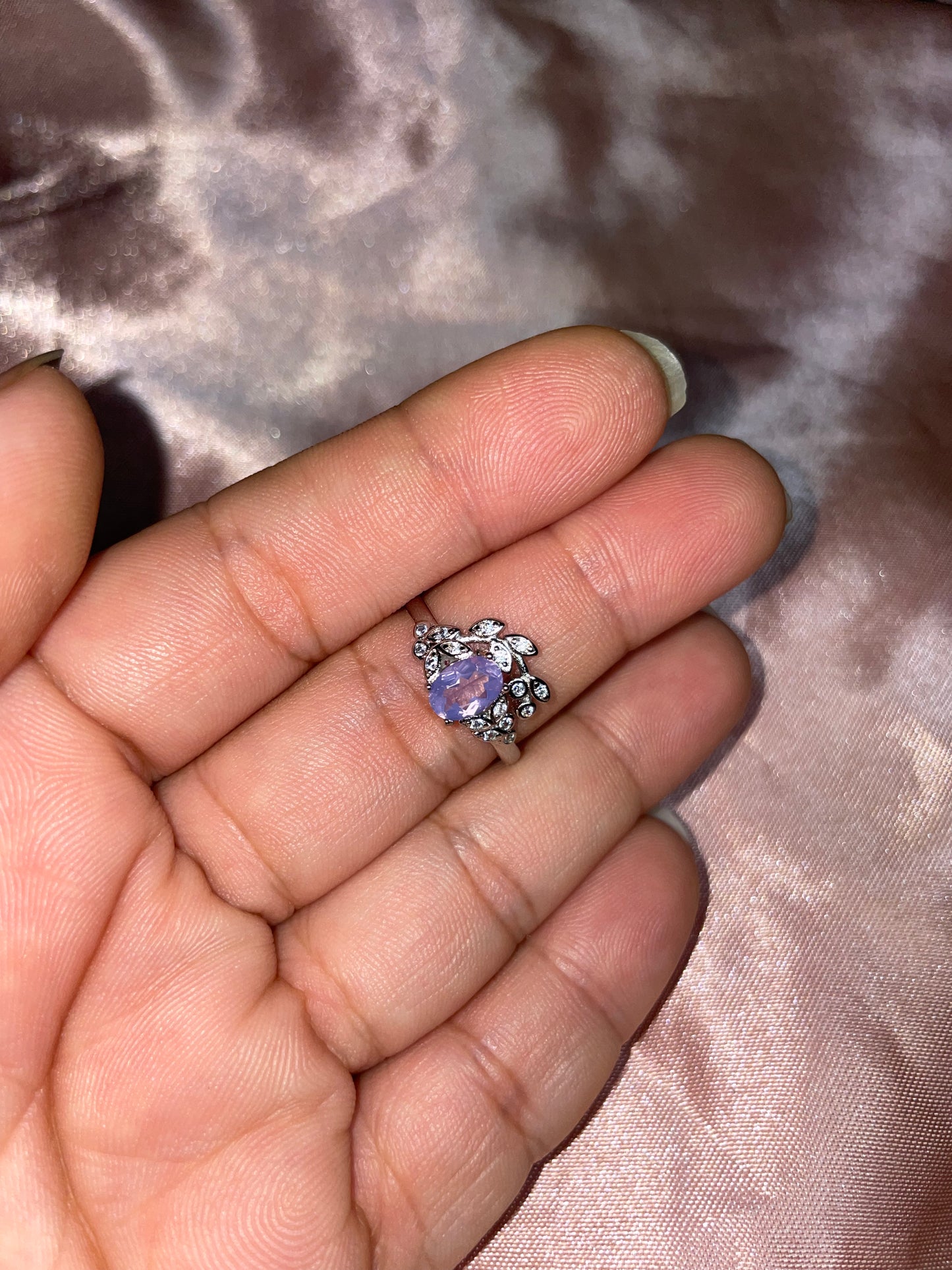 Lavender moon quartz ring