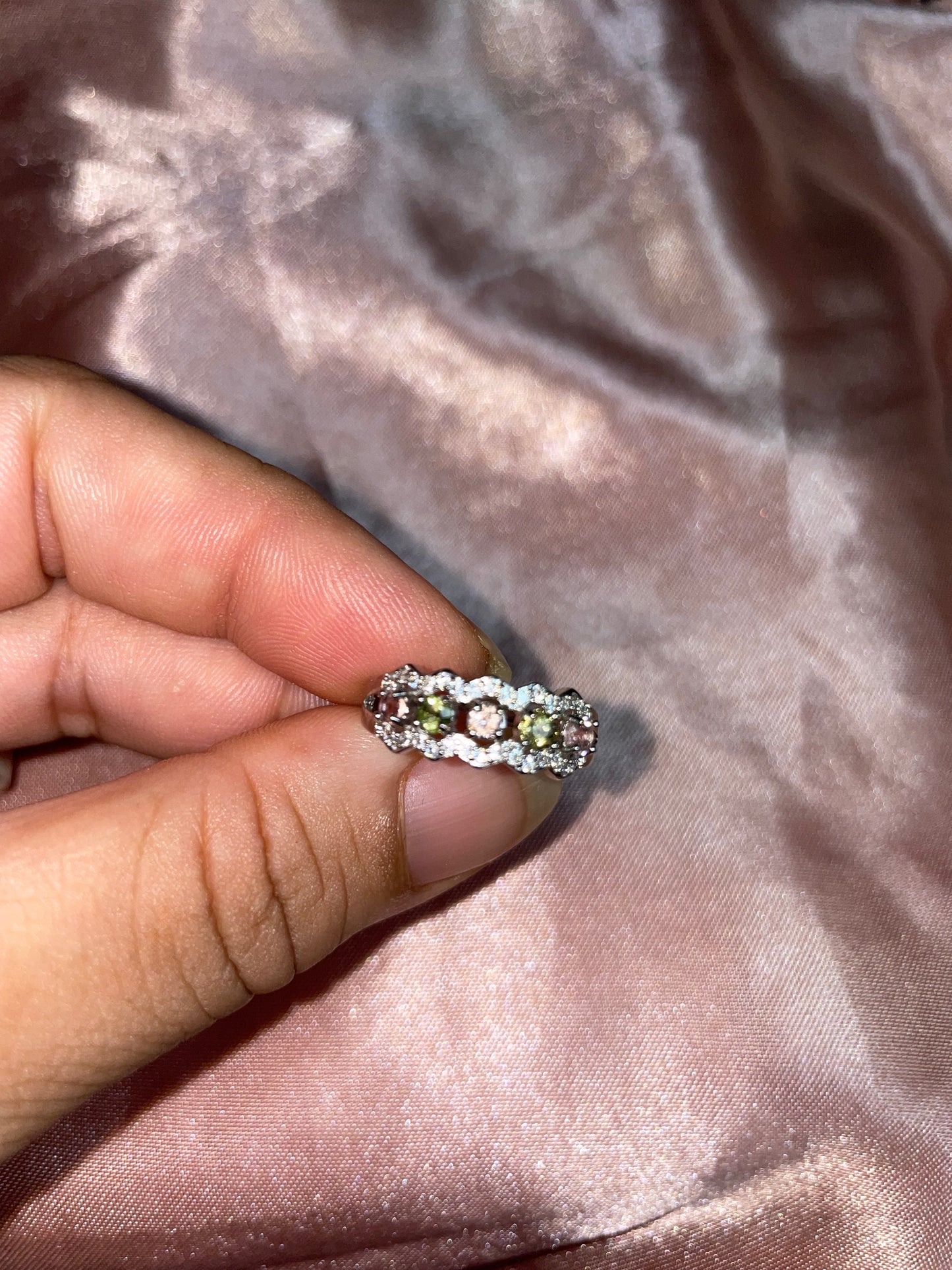 Rainbow tourmaline ring