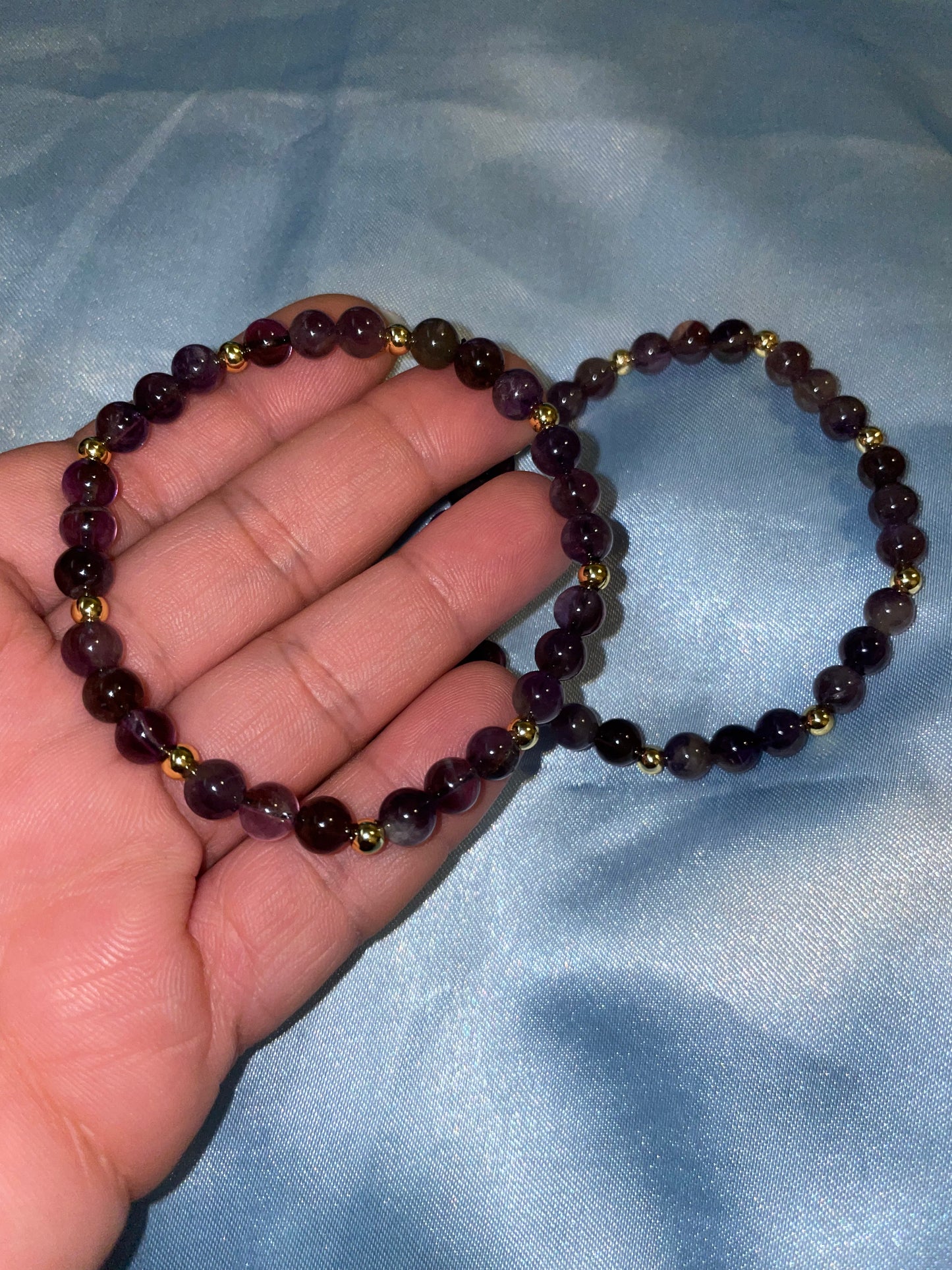 Amethyst and 18k gold plated beads