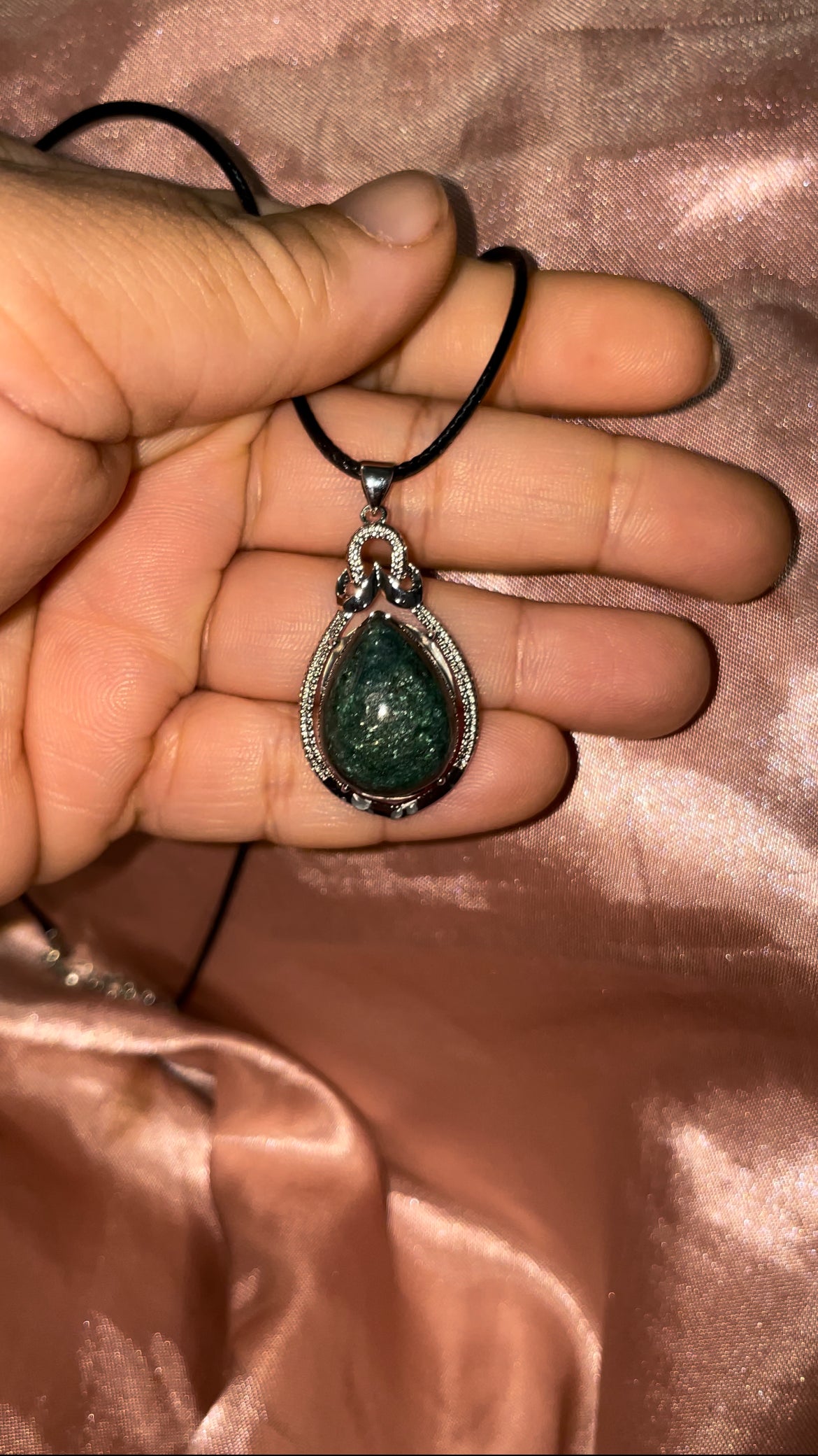 Green strawberry quartz pendant