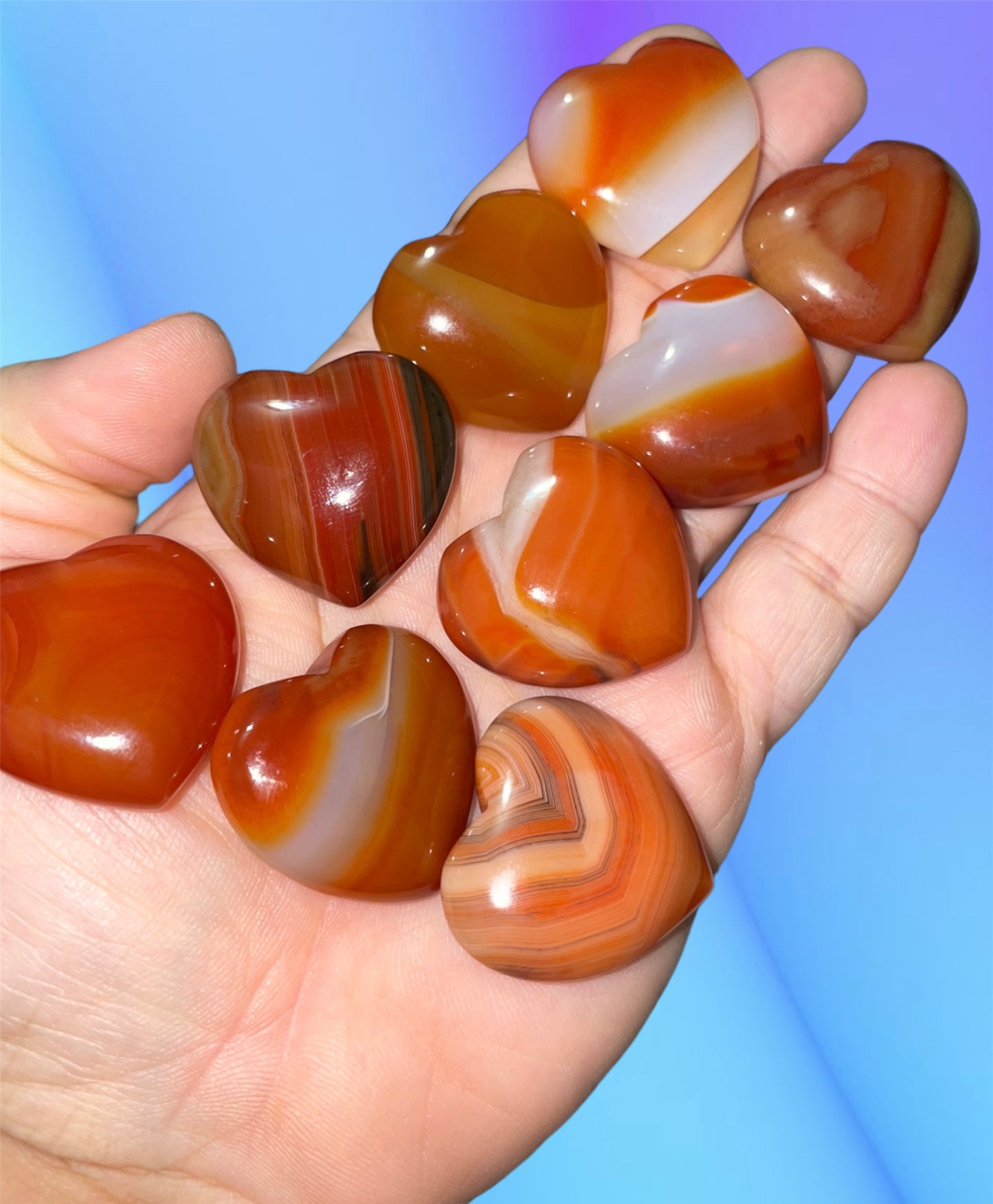 Small carnelian hearts