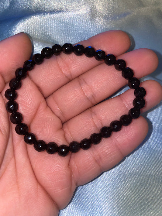Faceted black obsidian bracelet