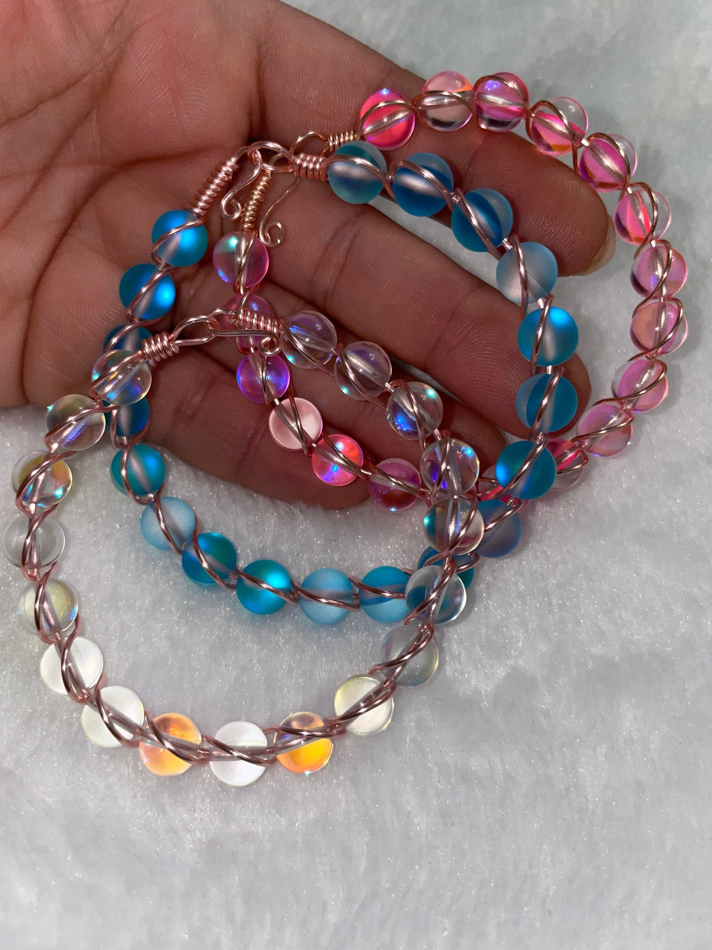 Luminous glass wire bracelets