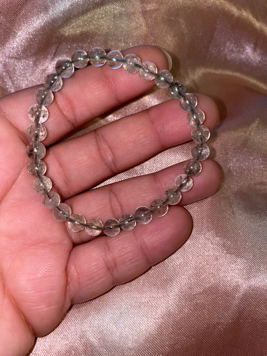 Green tourmalinated quartz bracelet