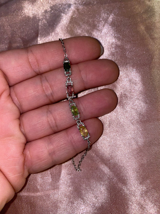 Rainbow tourmaline bracelet