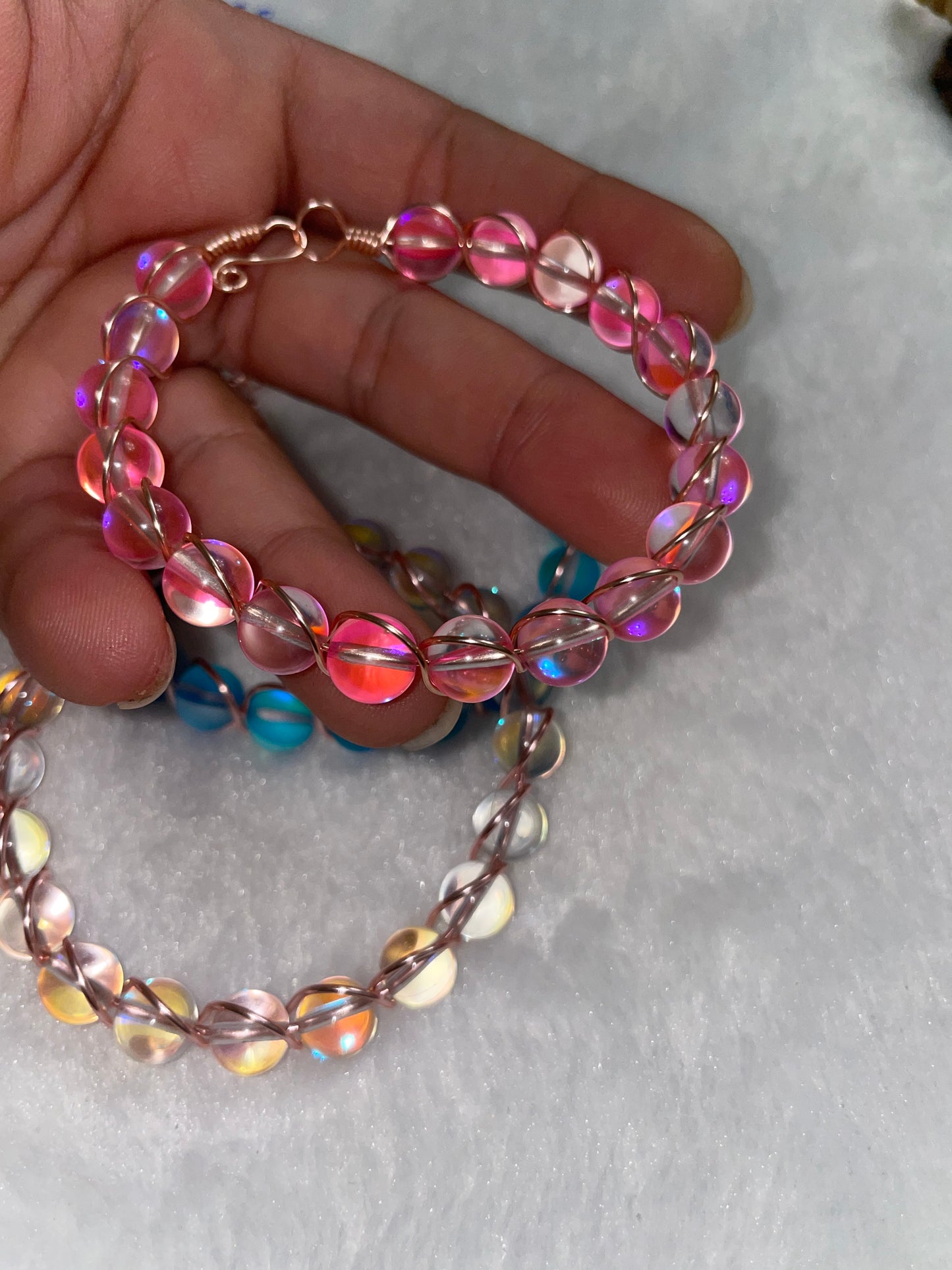 Luminous glass wire bracelets