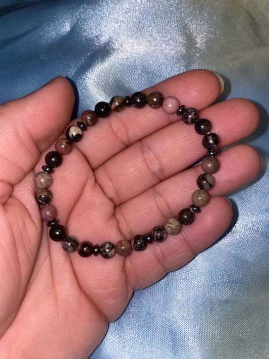 Rhodonite & hematite bracelet