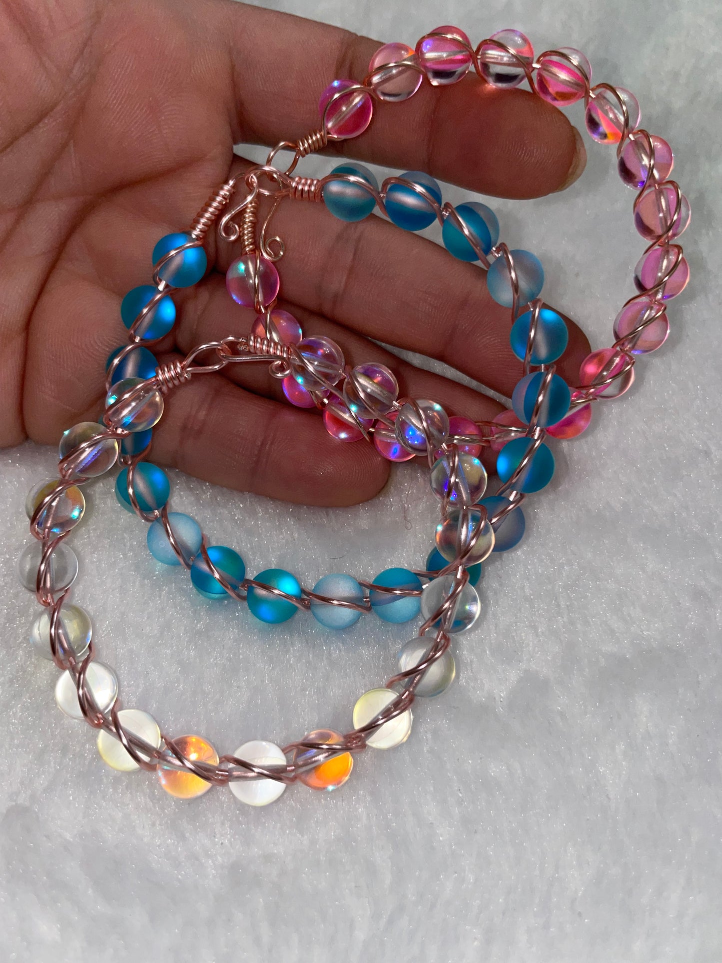 Luminous glass wire bracelets