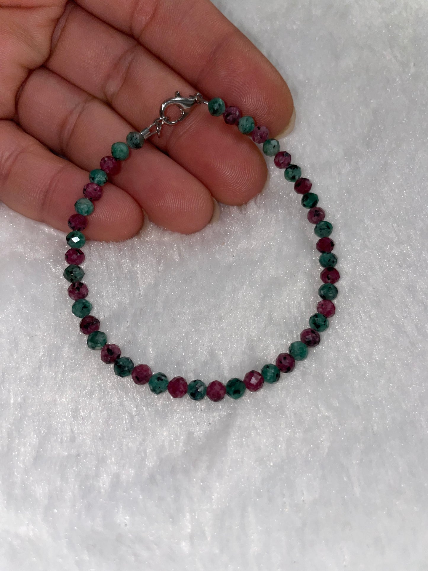 Faceted Ruby Zoisite with clasp