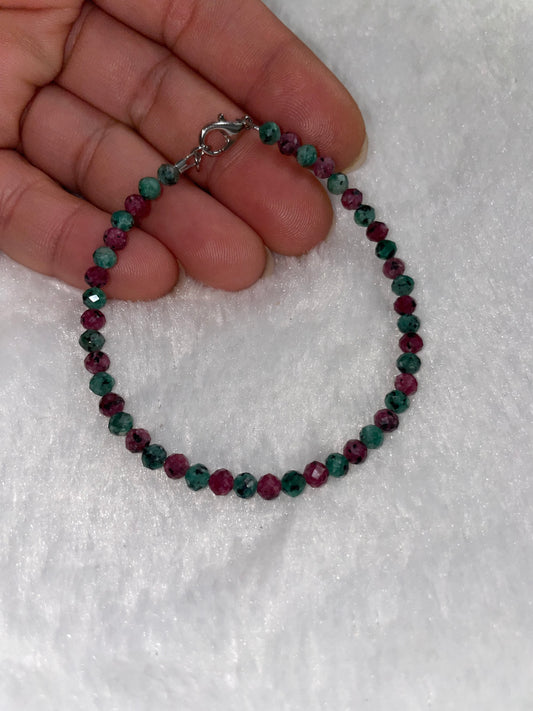 Faceted Ruby Zoisite with clasp