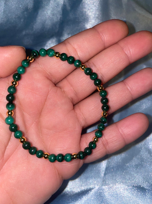 Malachite & 18k gold plated bracelet