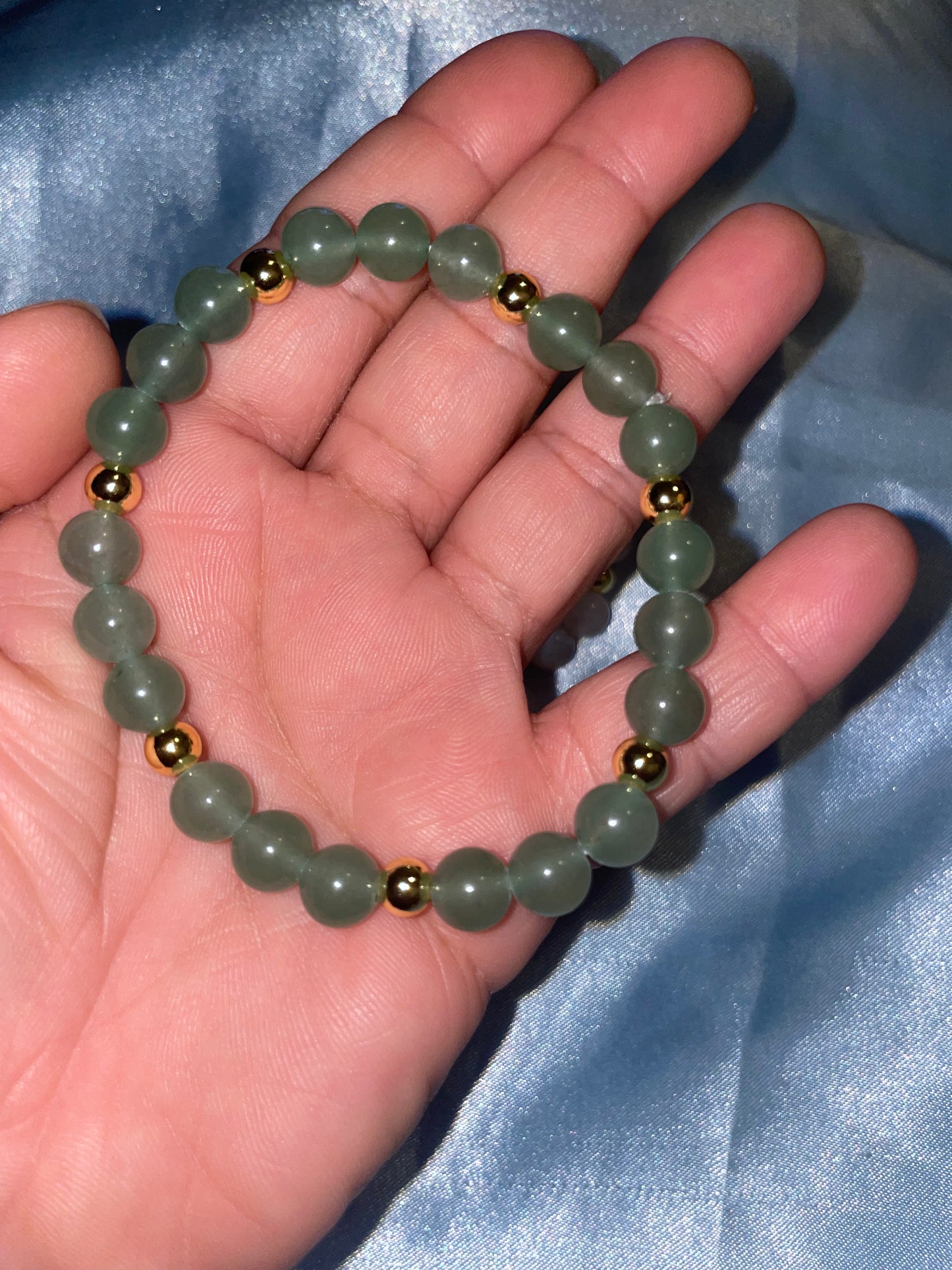 Green aventurine, rose quartz and 18k gold plated bracelet
