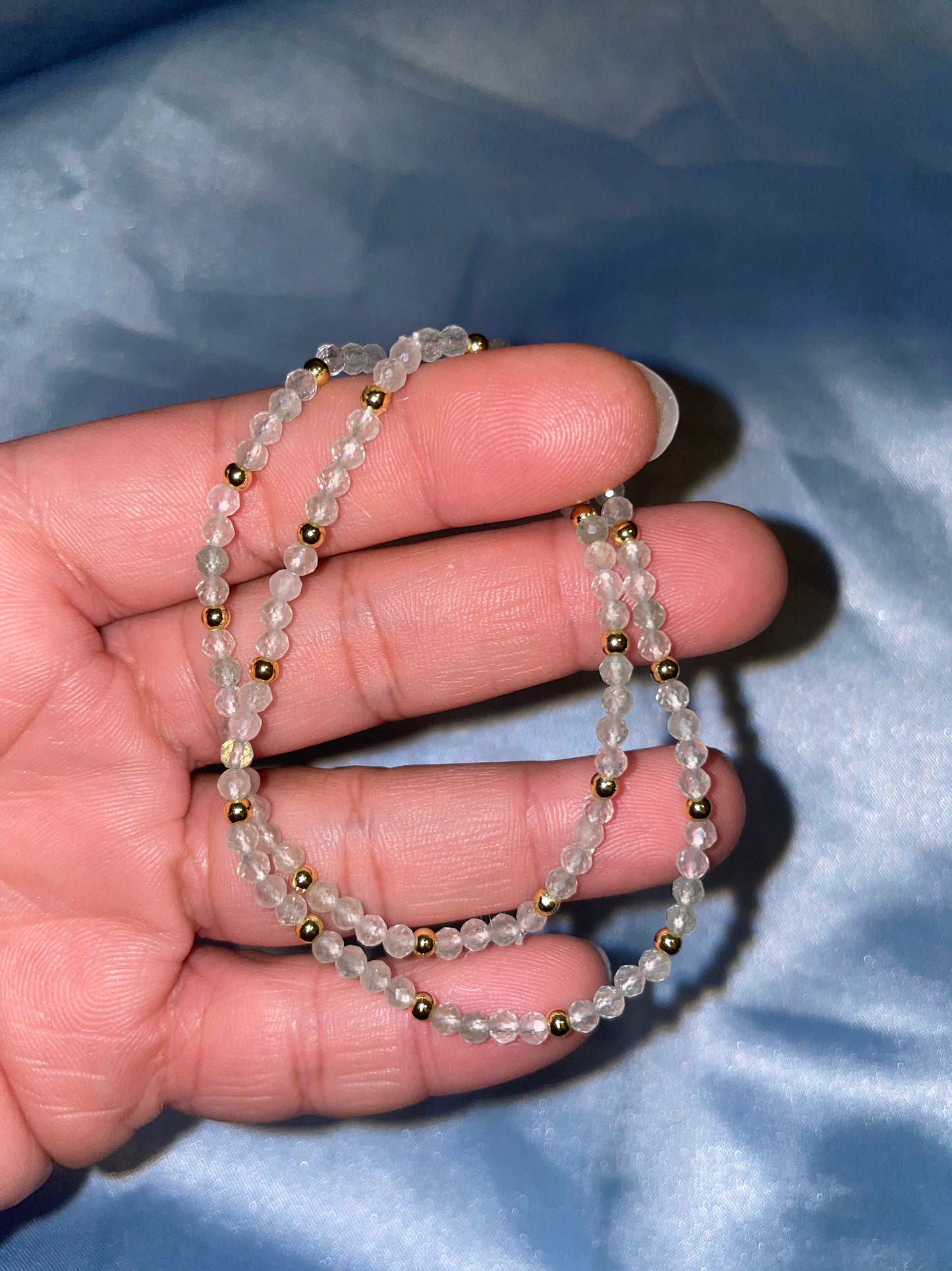 AAA quality aquamarine & 18k gold plated bracelet