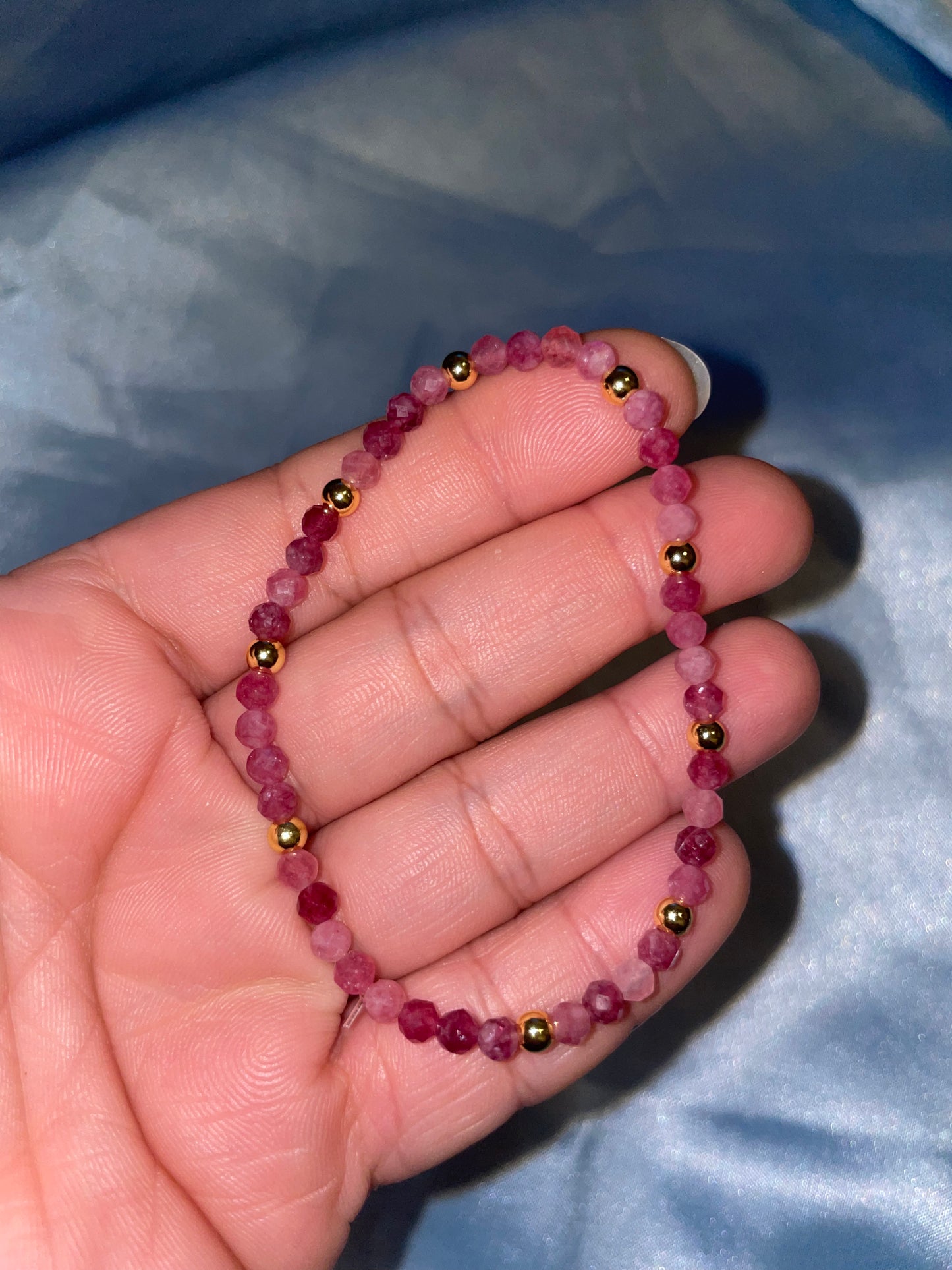Pink tourmaline, 18k gold plated bracelet