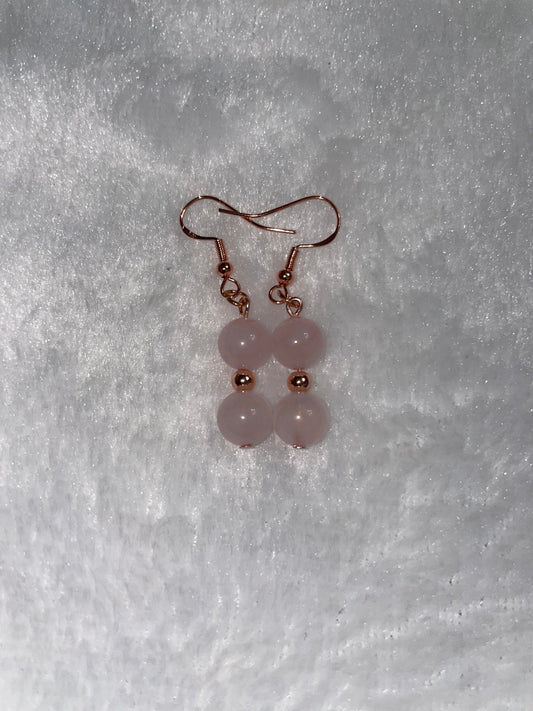 Rose quartz & 18k rose gold plated earrings