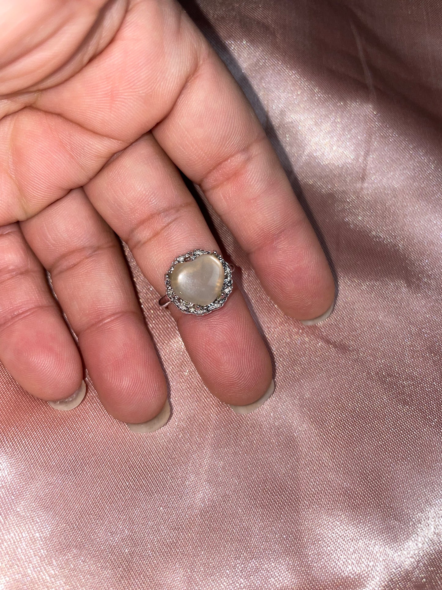 Peach moonstone ring