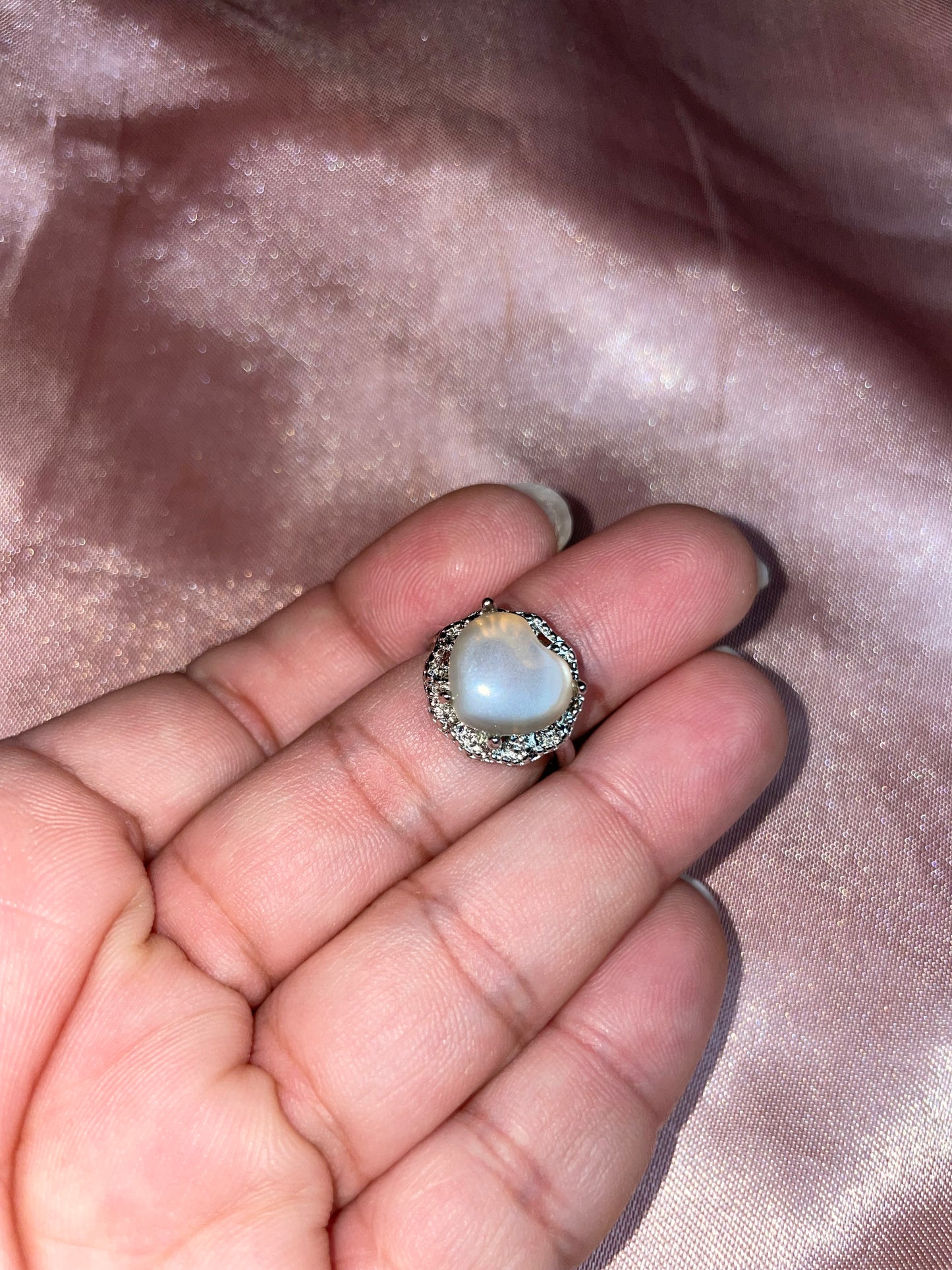 Peach moonstone ring
