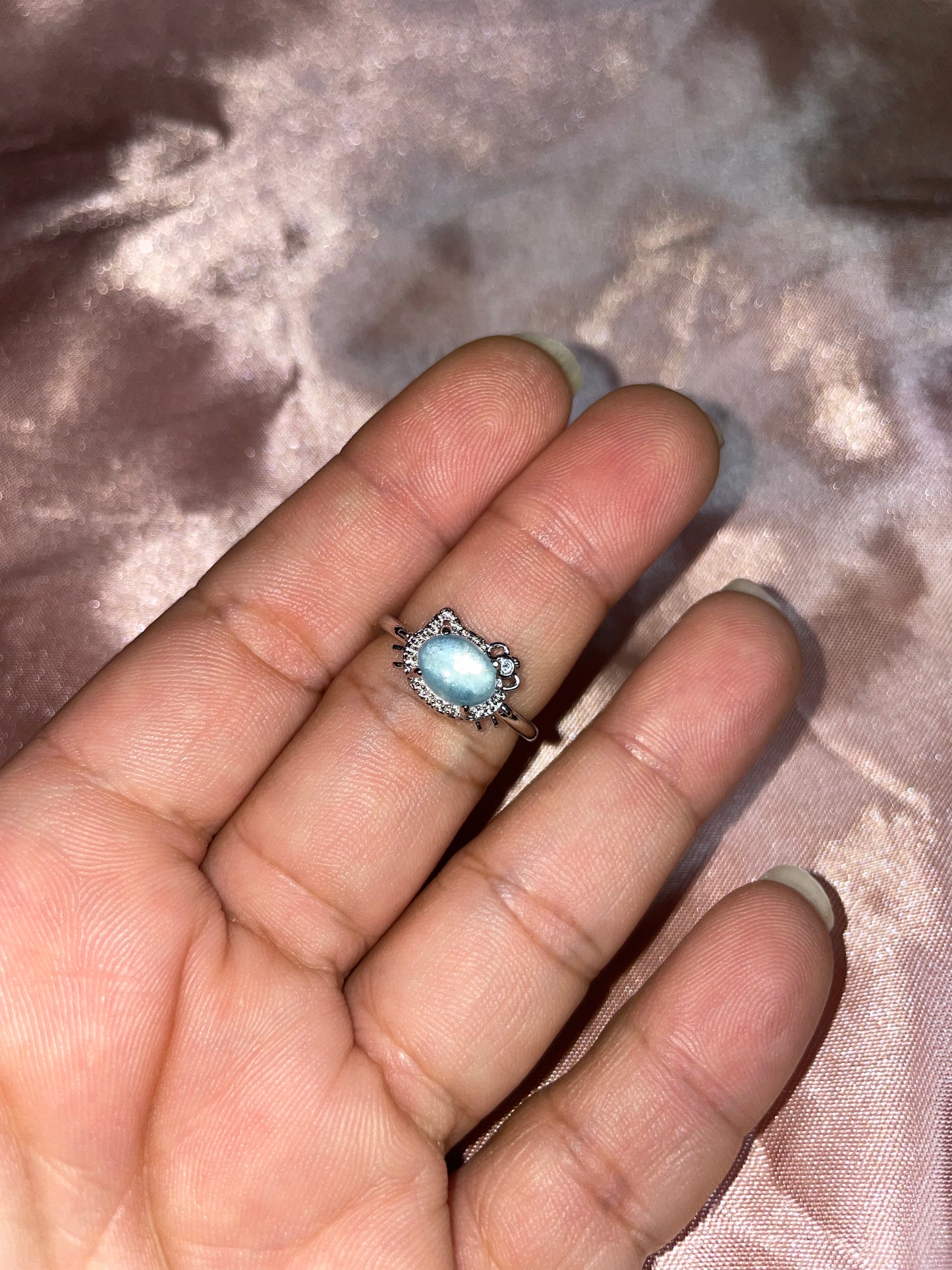 Aquamarine kitty ring