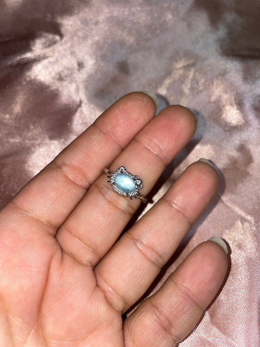 Aquamarine kitty ring