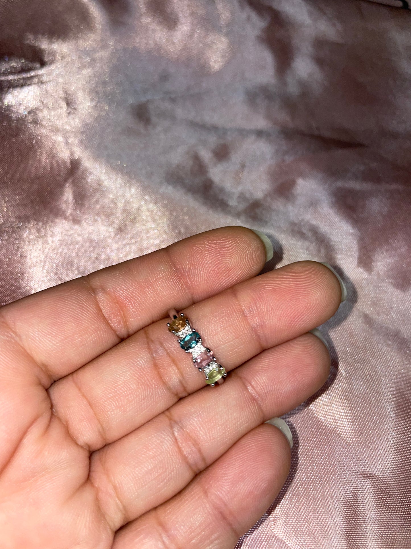 Rainbow tourmaline rings