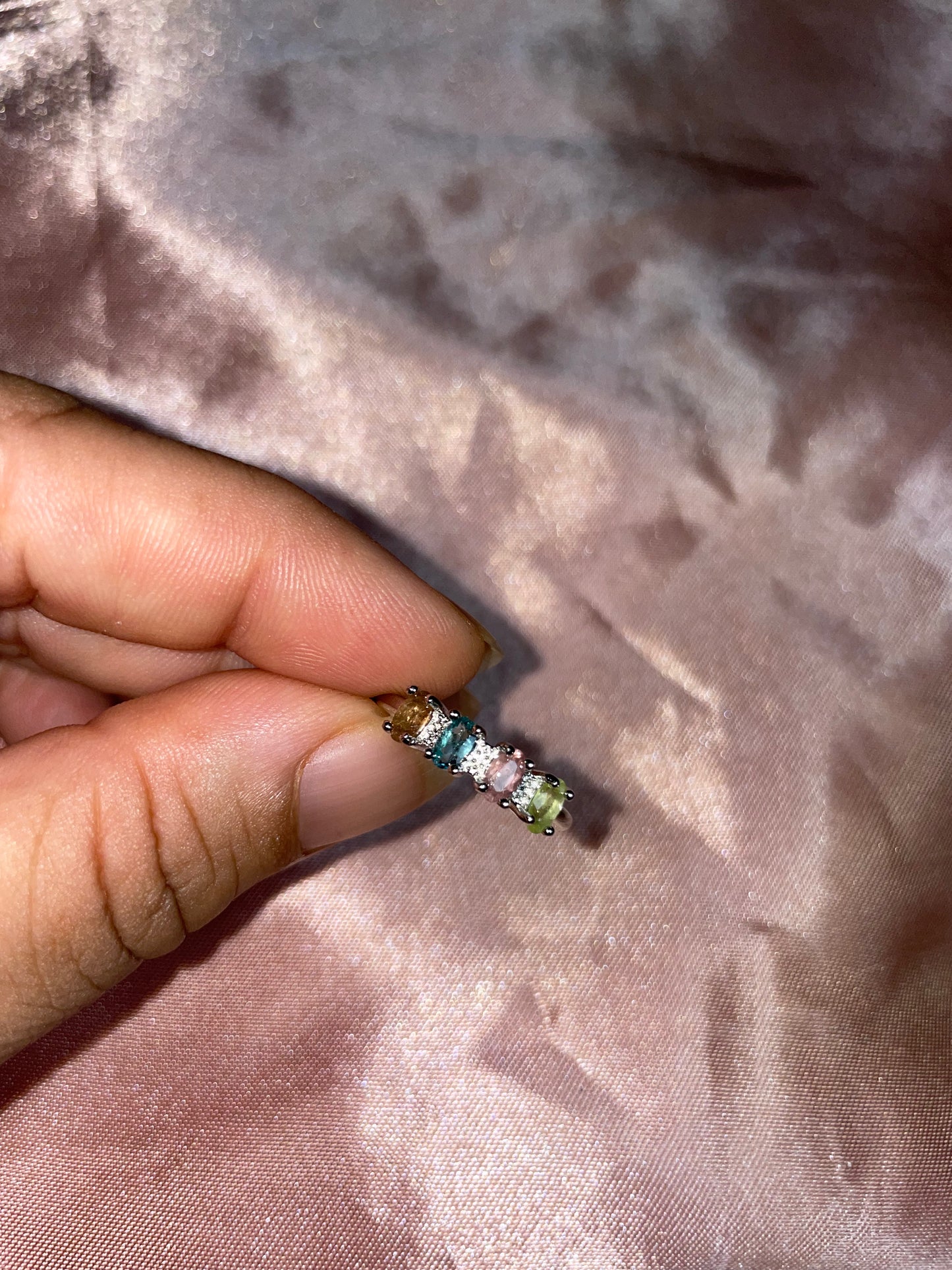 Rainbow tourmaline rings