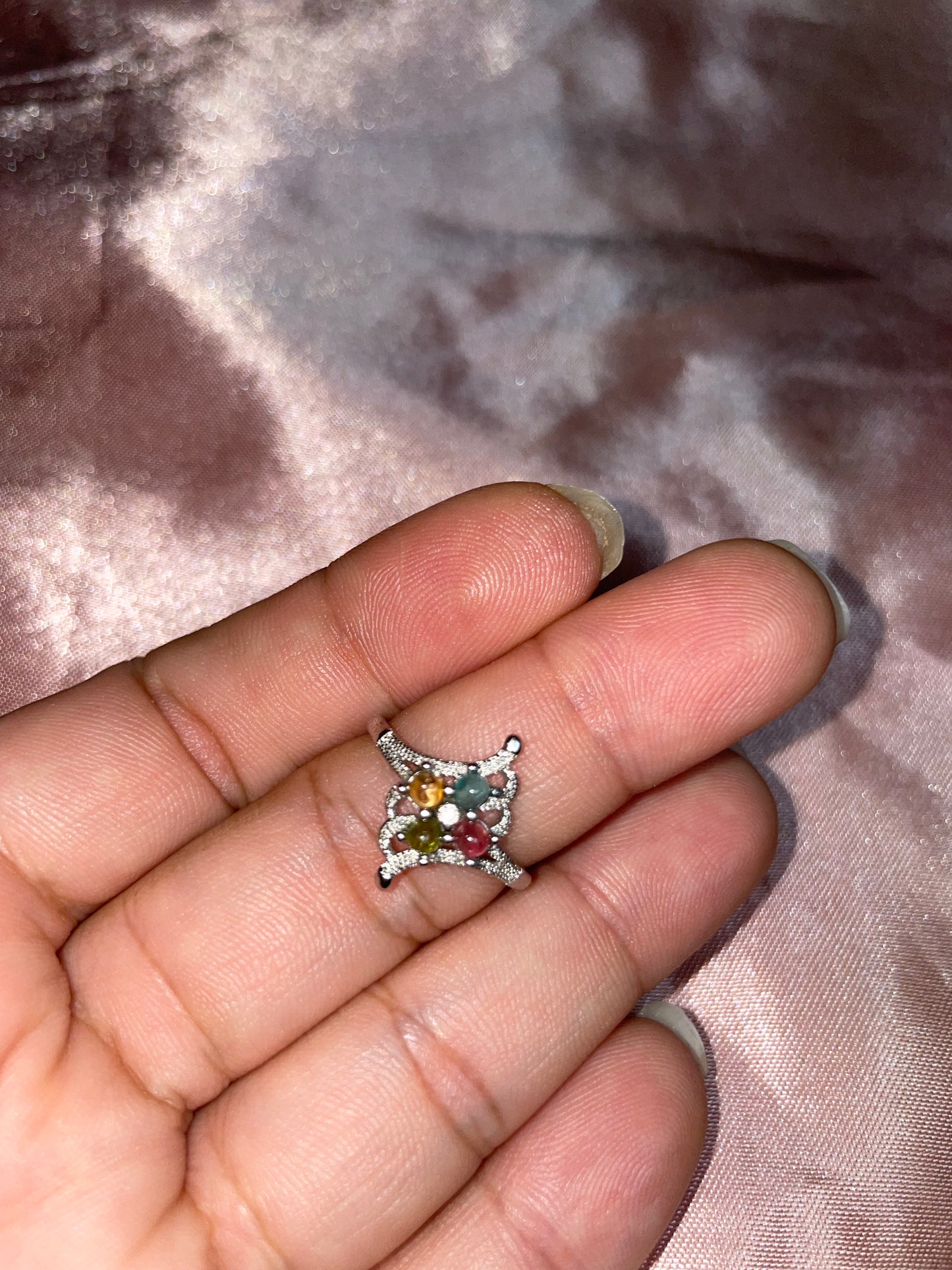 Rainbow tourmaline ring