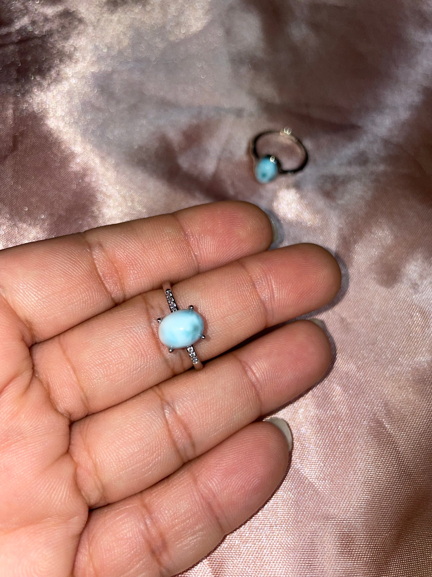 Larimar rings