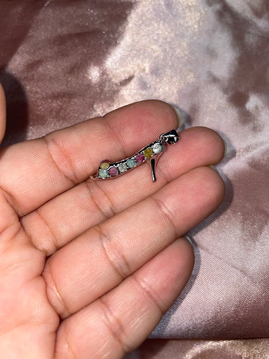 Rainbow tourmaline shoe pendant