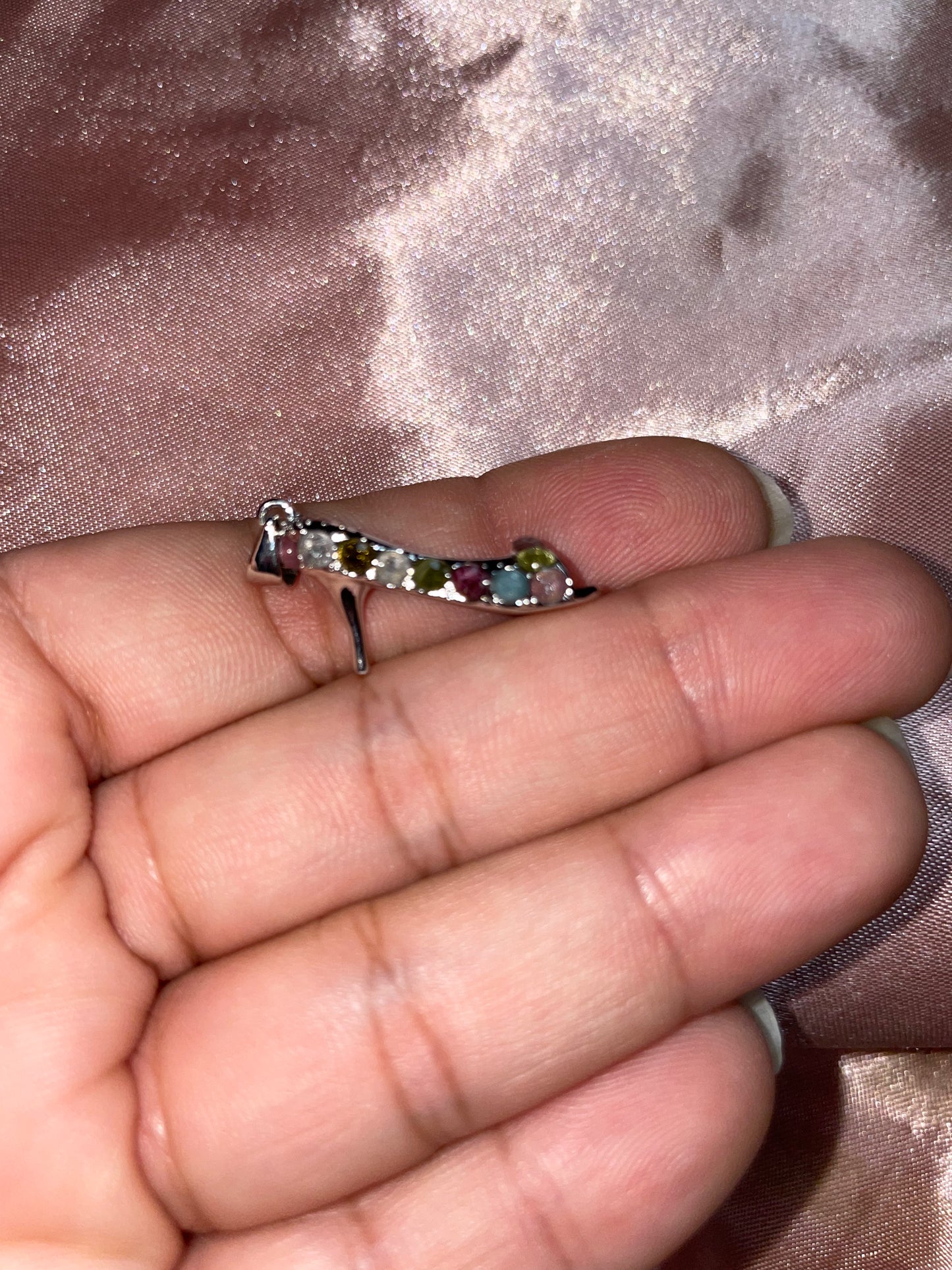 Rainbow tourmaline shoe pendant