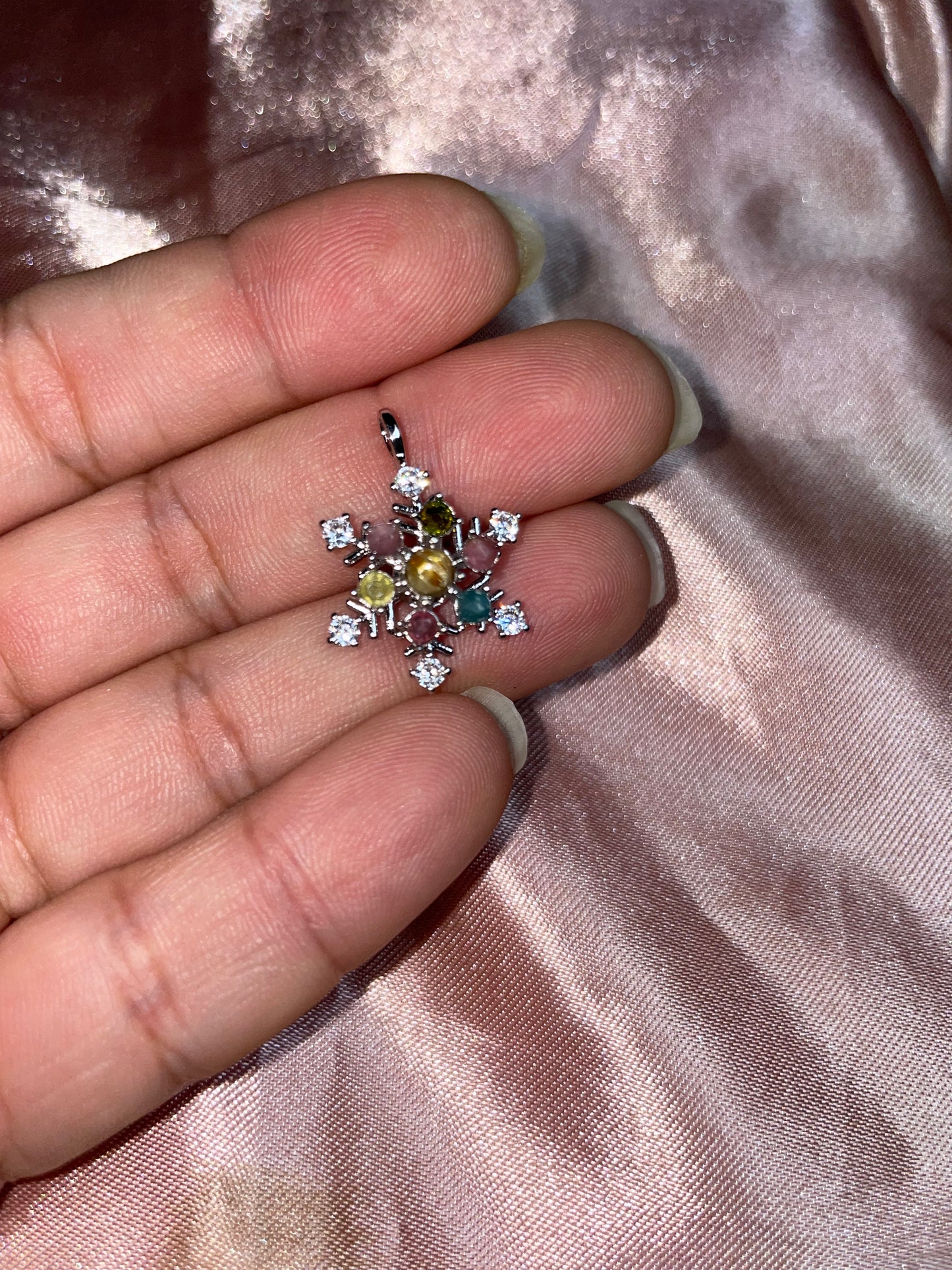 Rainbow tourmaline fidget pendant