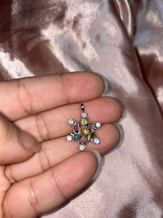 Rainbow tourmaline fidget pendant