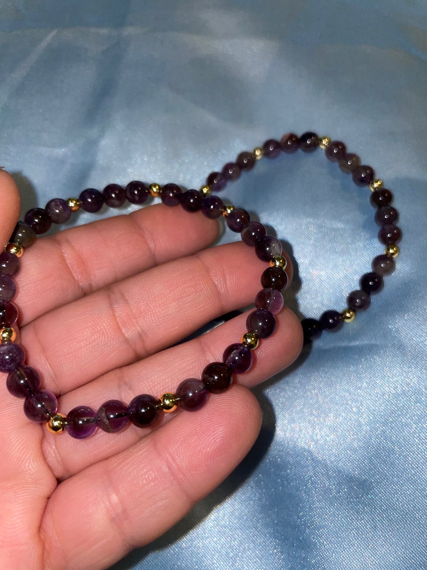 Amethyst and 18k gold plated beads