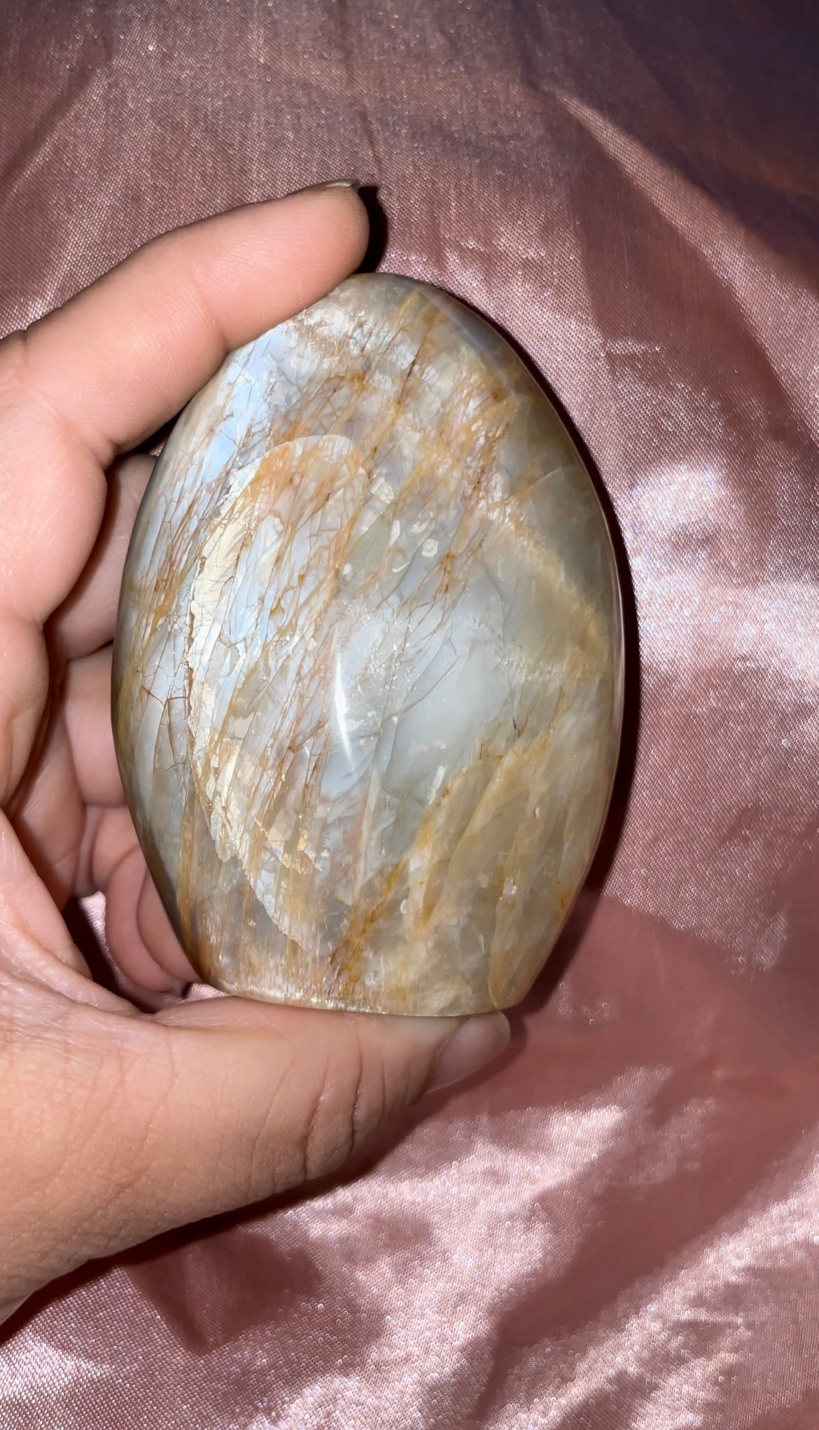 Beautiful full flash peach moonstone free form