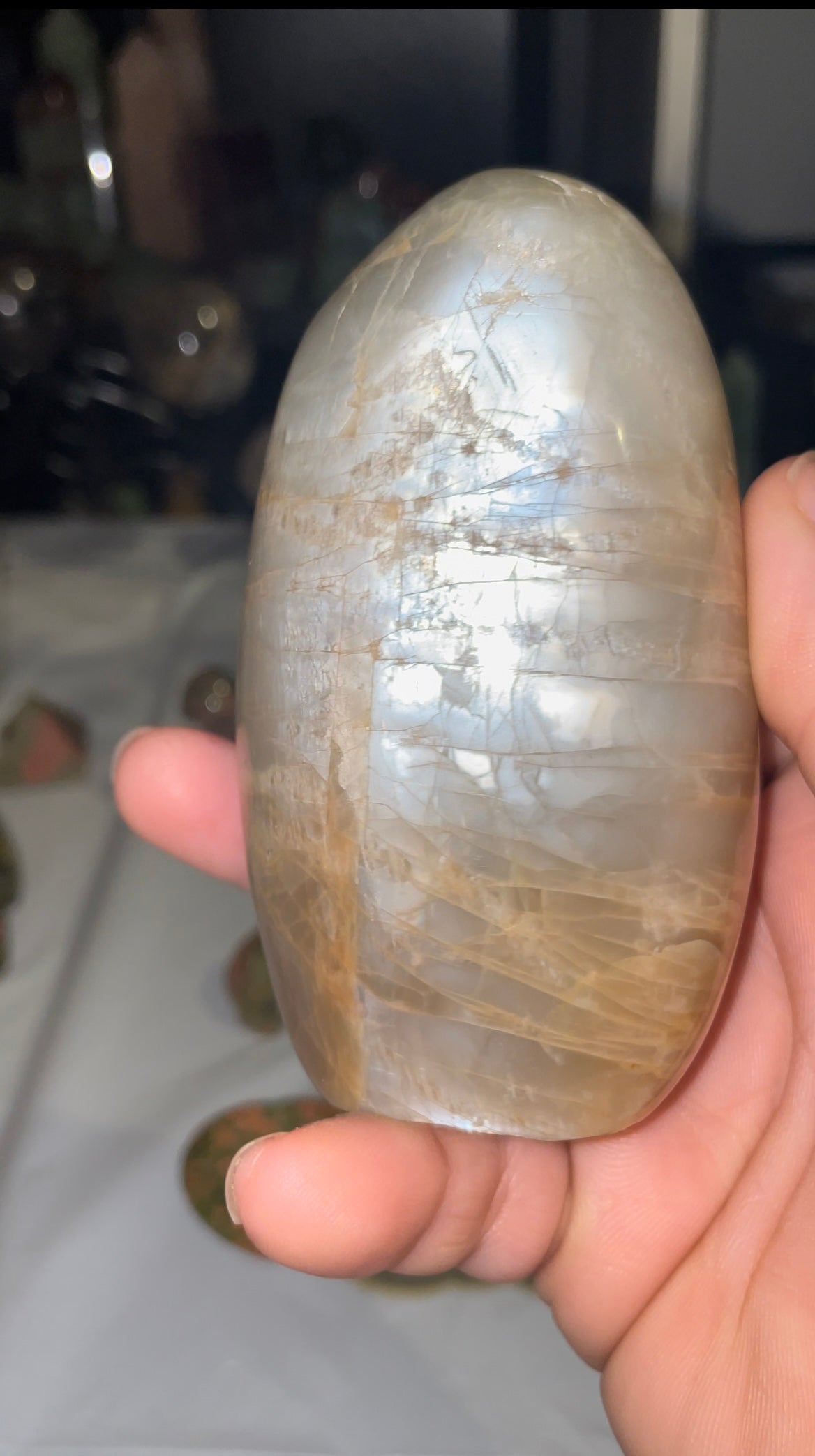 Beautiful full flash peach moonstone free form
