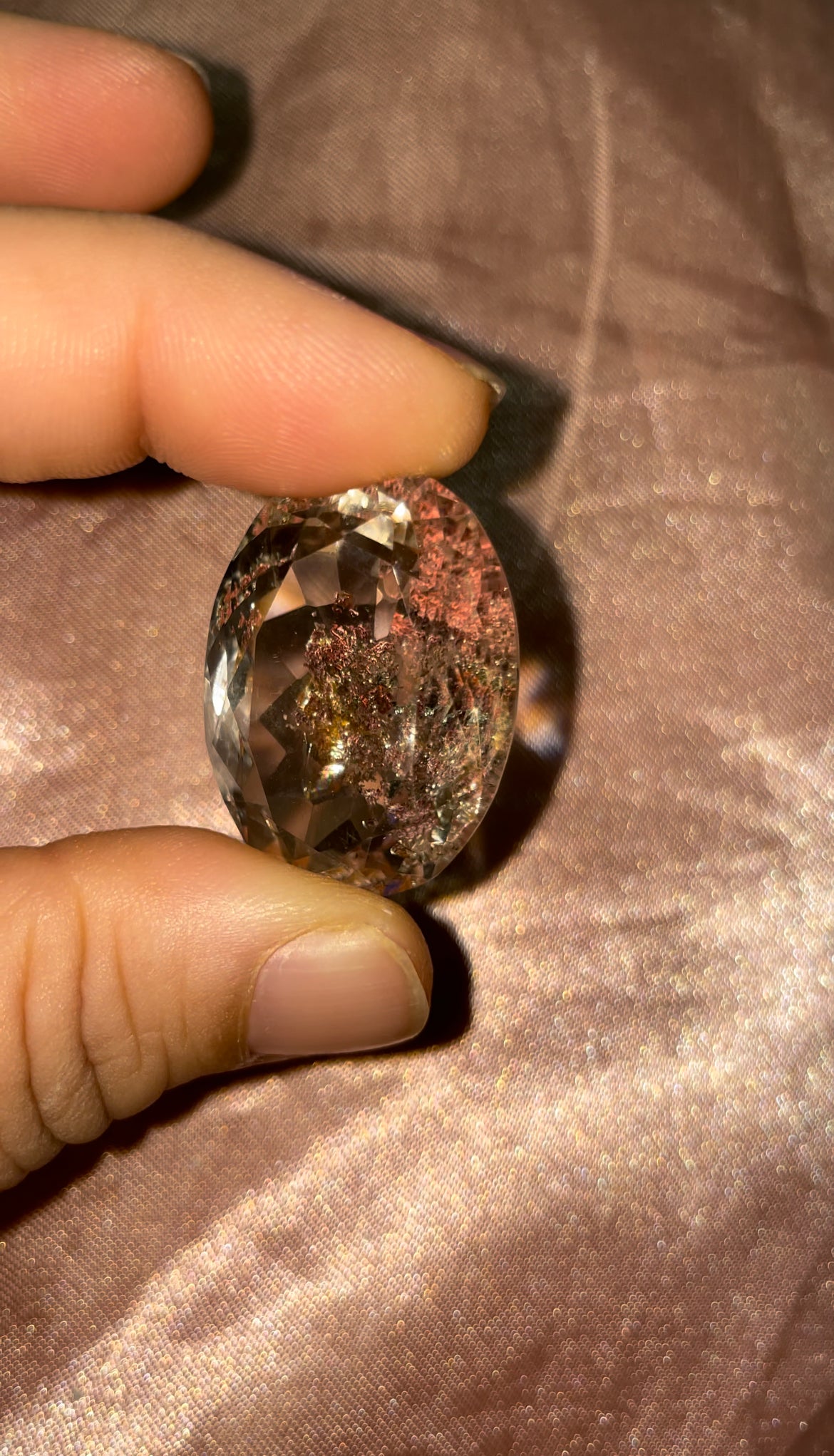 Iron included faceted garden Quartz jewel