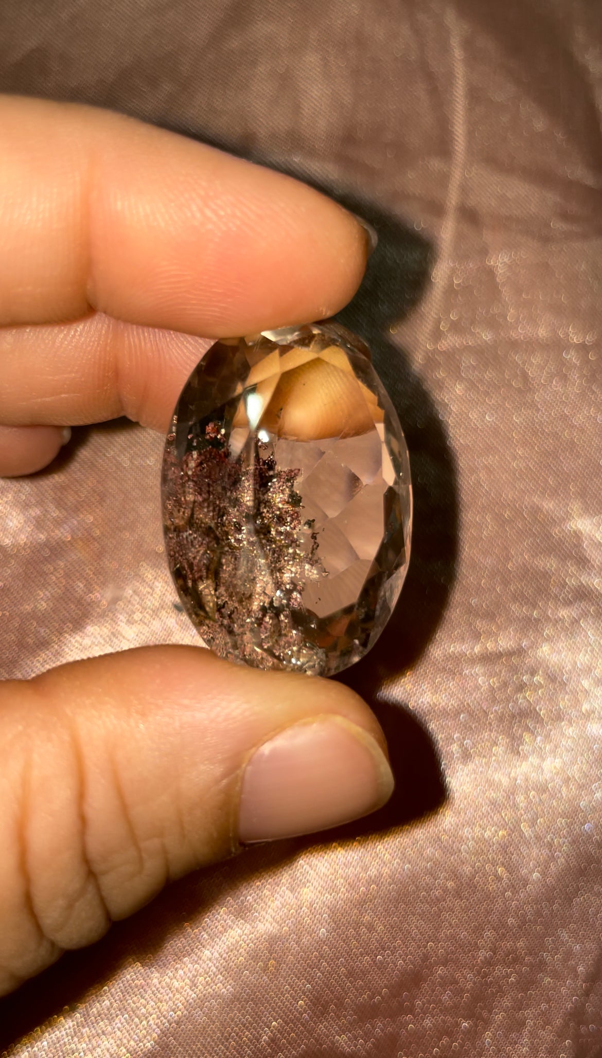 Iron included faceted garden Quartz jewel
