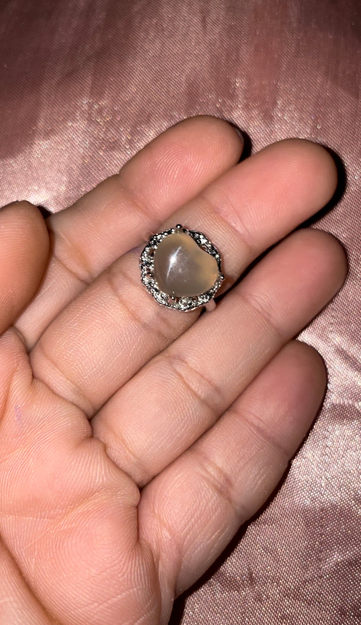 Peach moonstone 925s silver ring