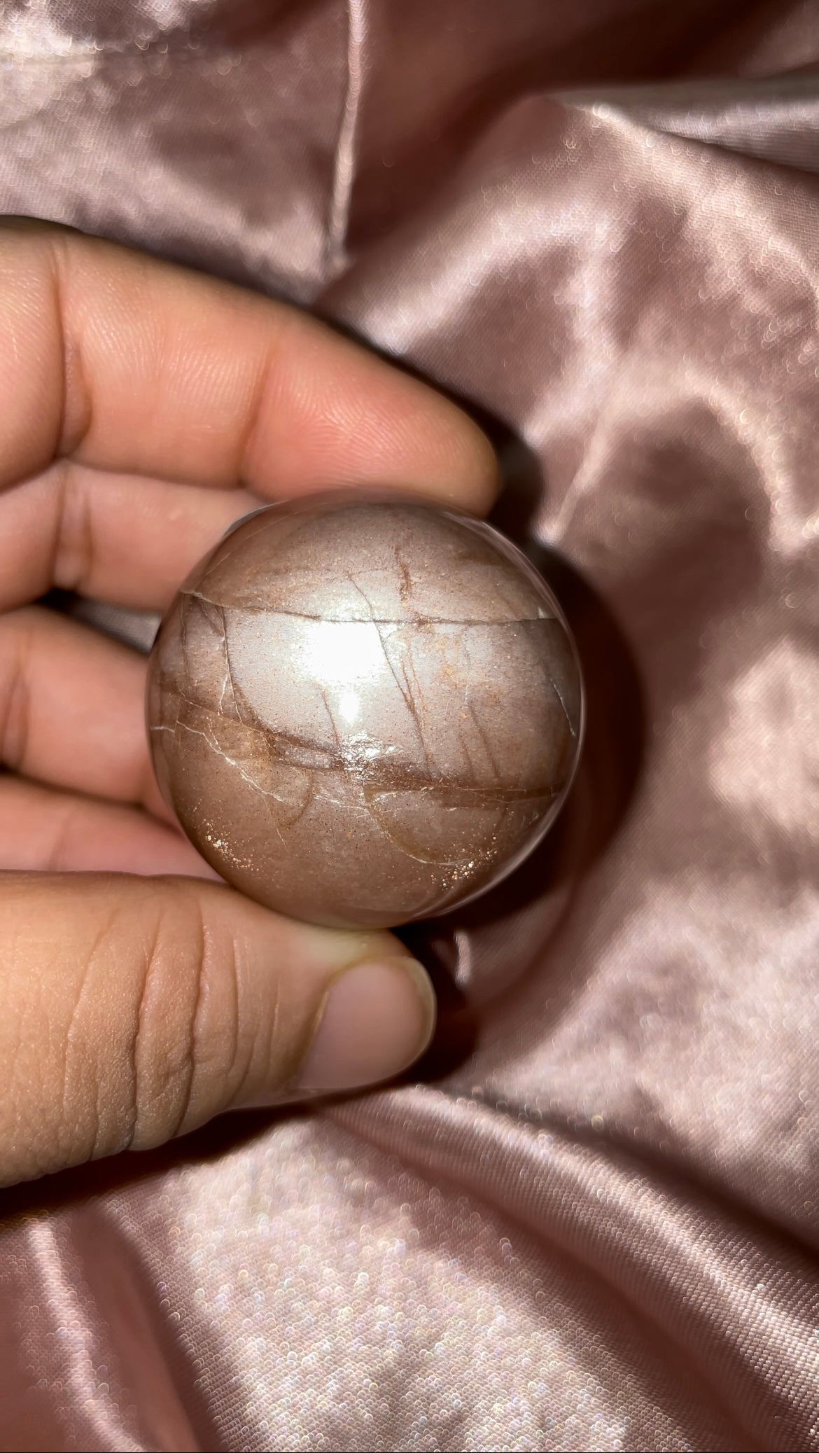 HQ peach moonstone & sunstone spheres