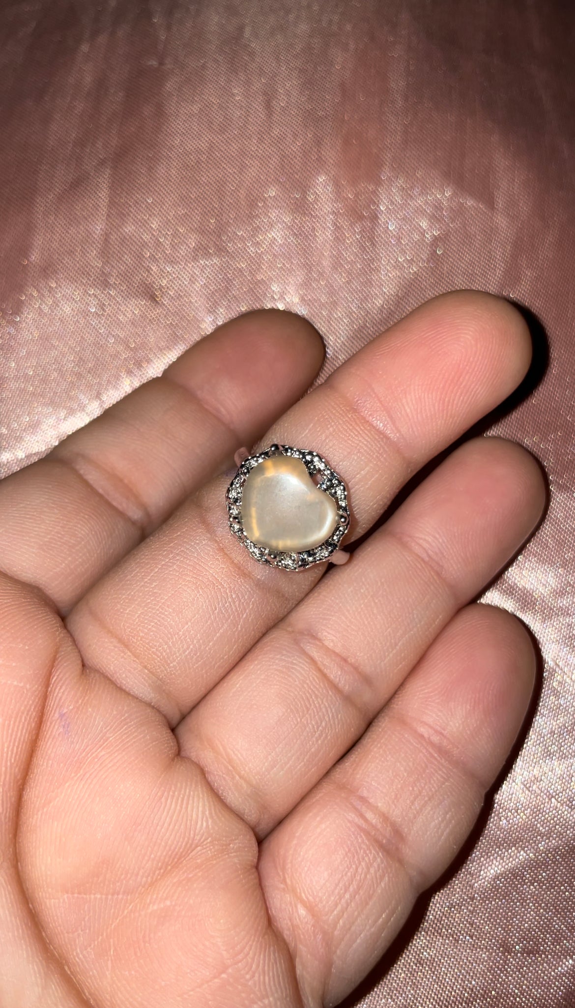 Peach moonstone 925s silver ring