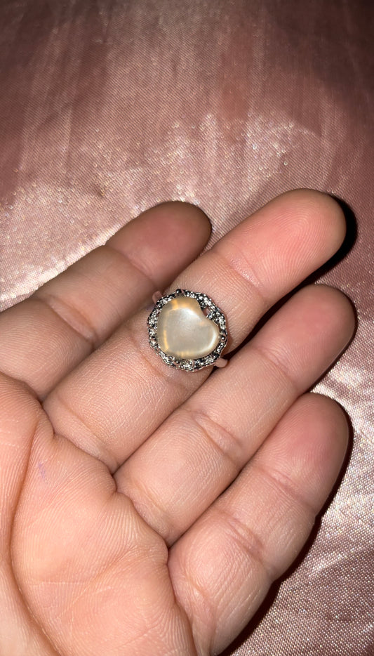 Peach moonstone 925s silver ring