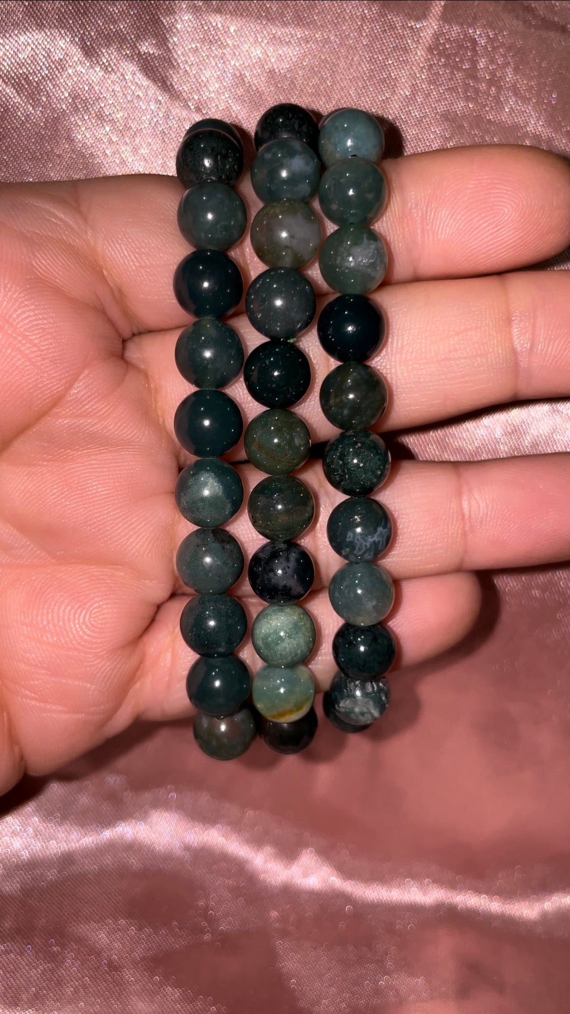 Moss agate bracelets