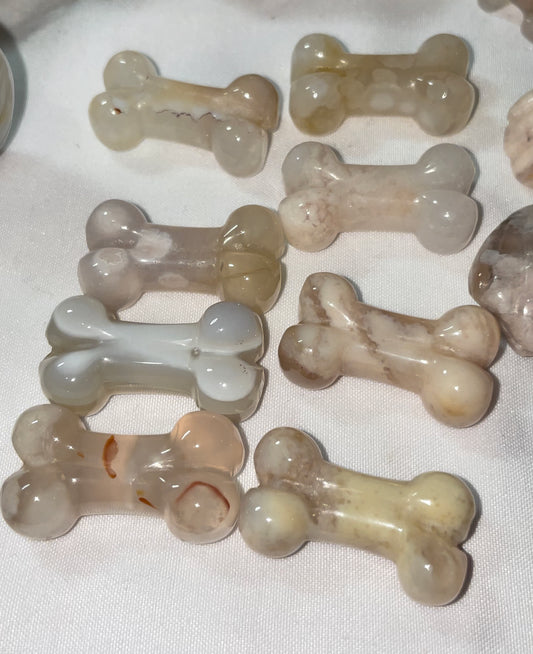 Mini flower agate bone carvings