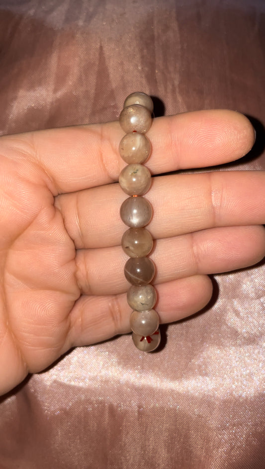 Peach moonstone & sunstone bracelet
