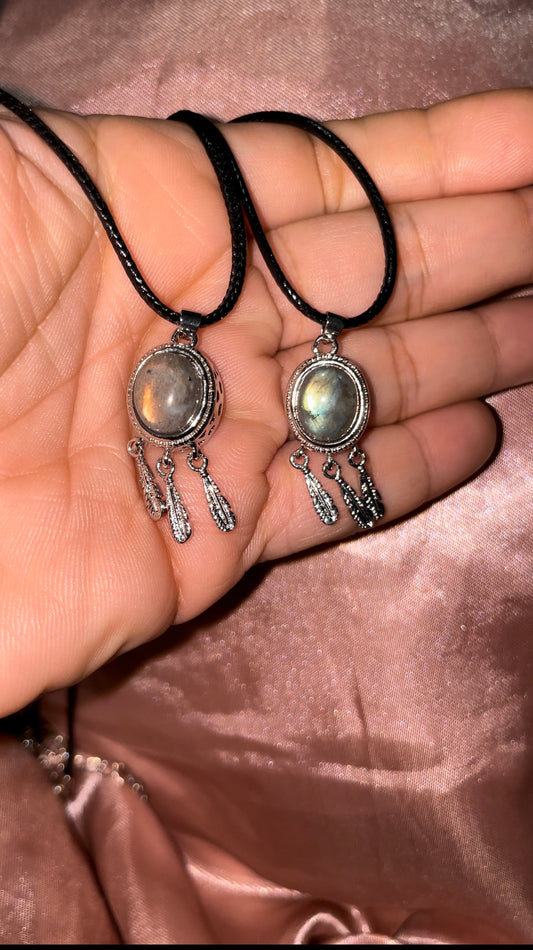 Labradorite dream catcher pendants