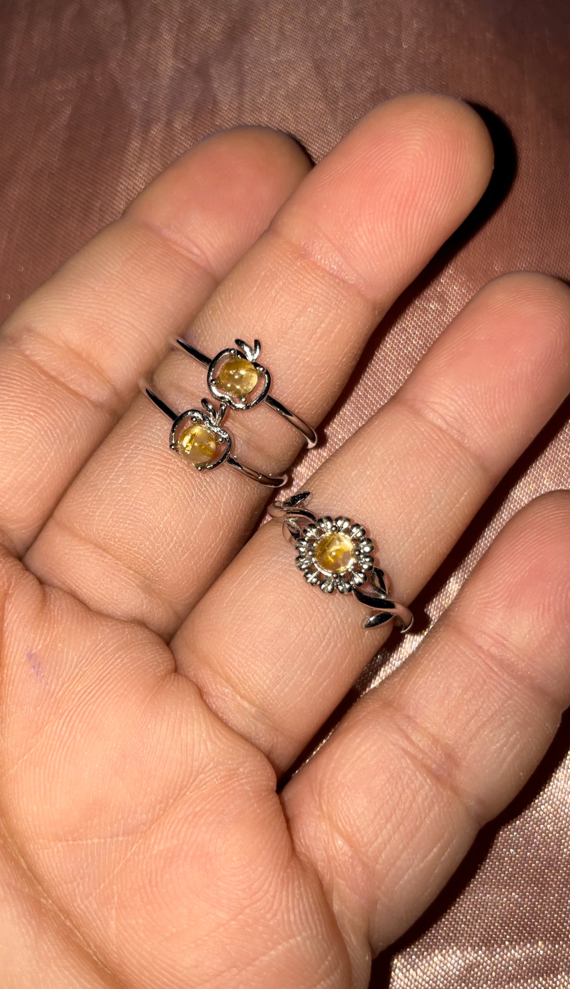 Gold rutile 925s silver rings